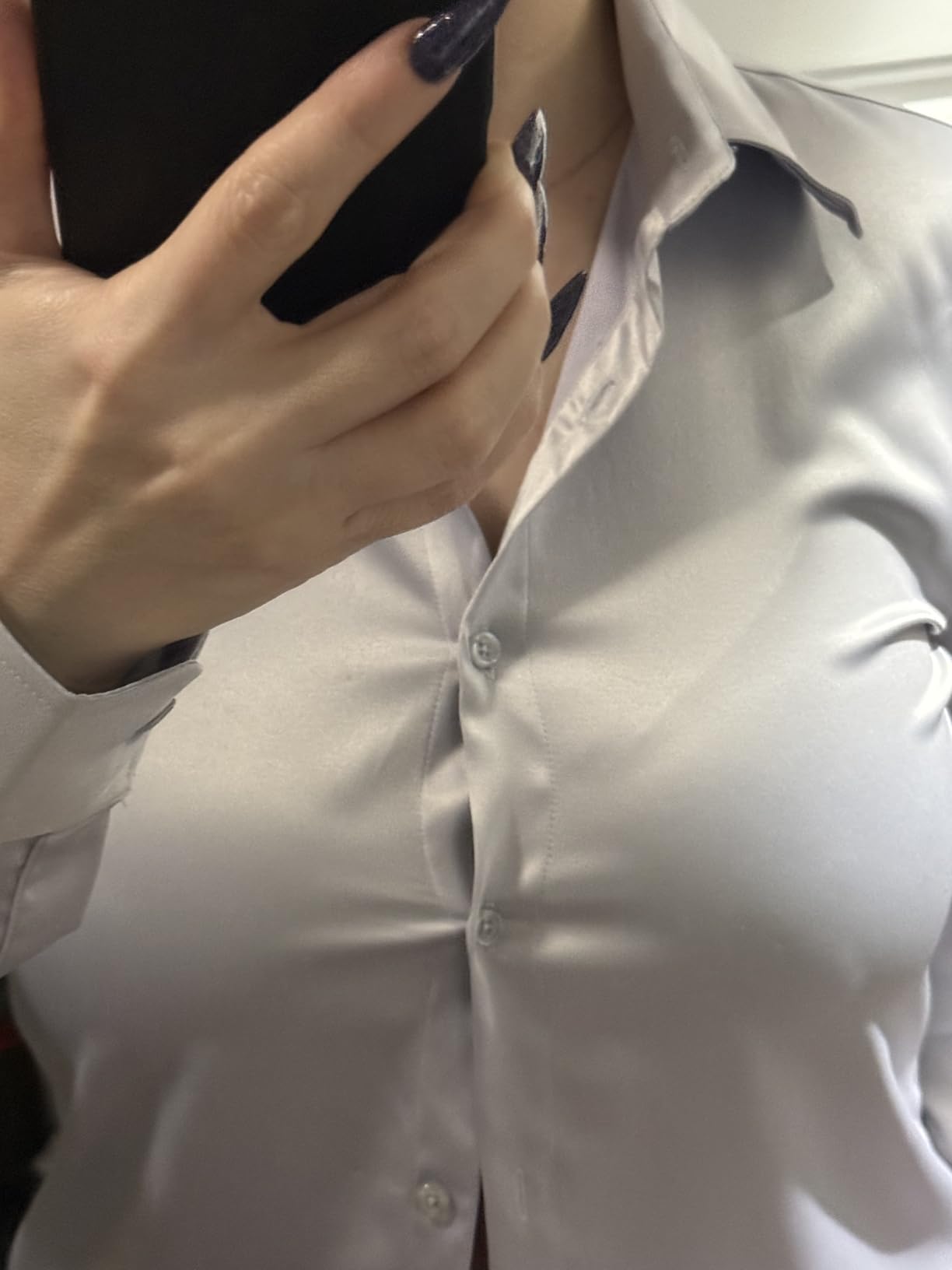 CUNLIN Womens Soft Satin Silk Leopard Button Down Shirts for Women Silky Long Sleeve Work Shirt Dress Blouses Tops customer photo 2