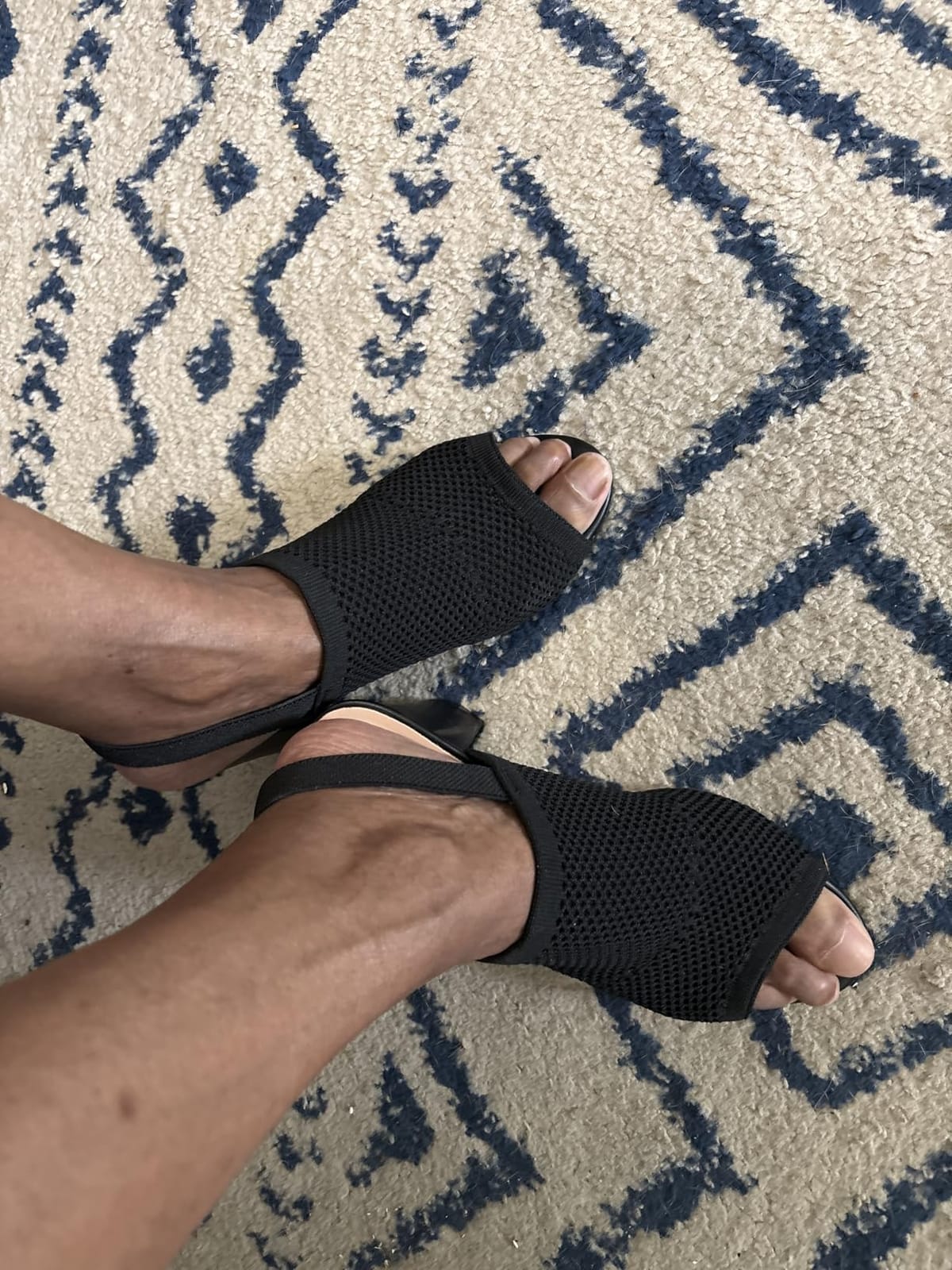 mysoft Women's Knit Peep Toe Sandals Elastic Slingback Chunky Block Heels customer photo 2
