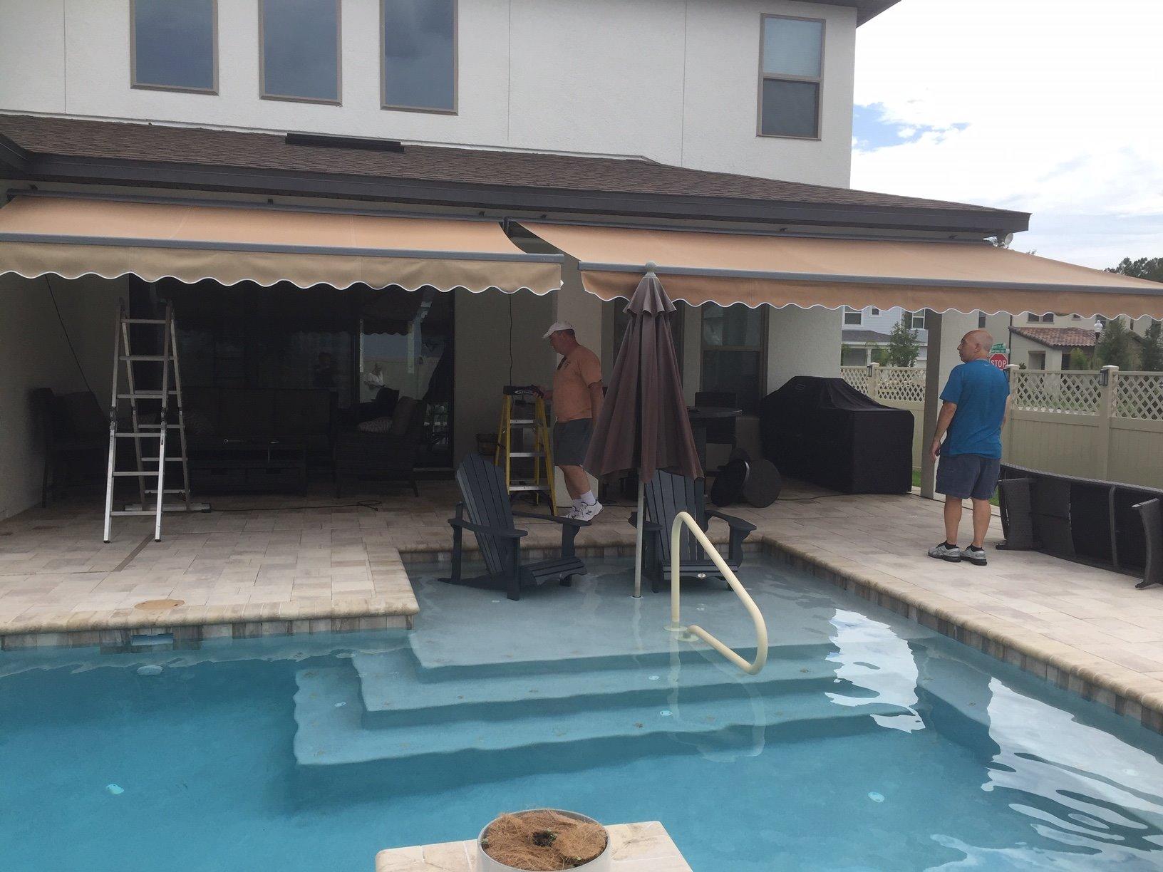 ADVANING Classic Series 12'X10' Electric Retractable Awning, 100% Acrylic UV+ Sun Shade Canopy, Light Taupe (Solid), EA1210-A013H customer photo 2
