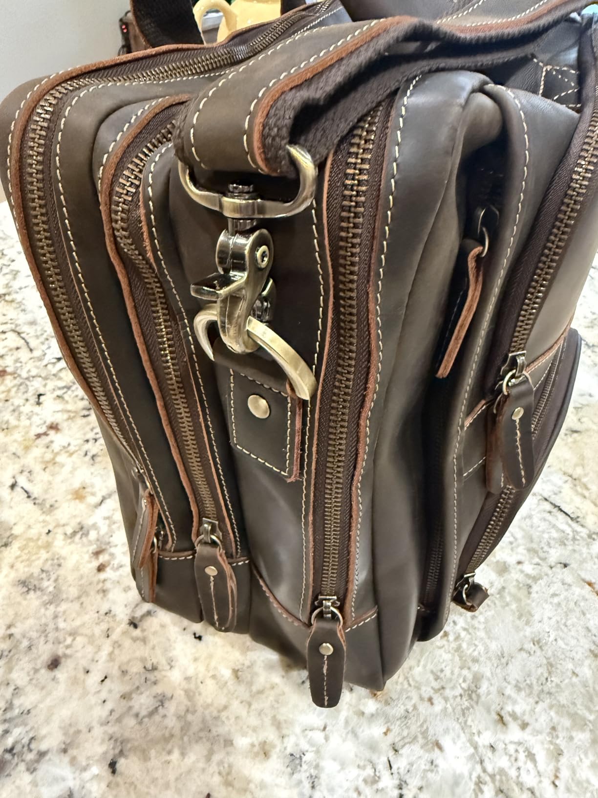 Polare Full Grain Cowhide Leather 17'' Laptop Large Briefcase for Men Business Messenger Bag Work Bag customer photo 1