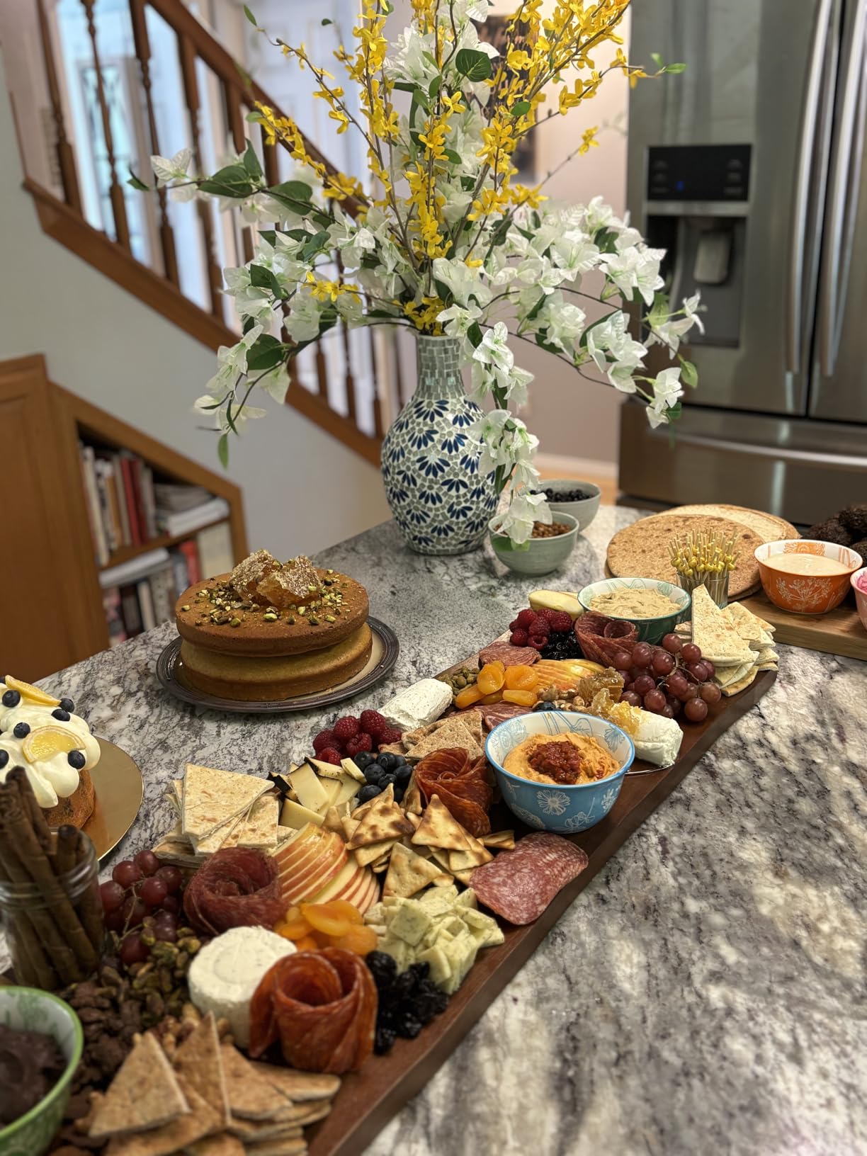 Large Acacia Serving Board with Handles, 36 x 12 Inch Rectangular Charcuterie Platter, Natural Wood Server for Meat, Cheese Board, and Party Appetizers, Extra Long 3ft customer photo 1