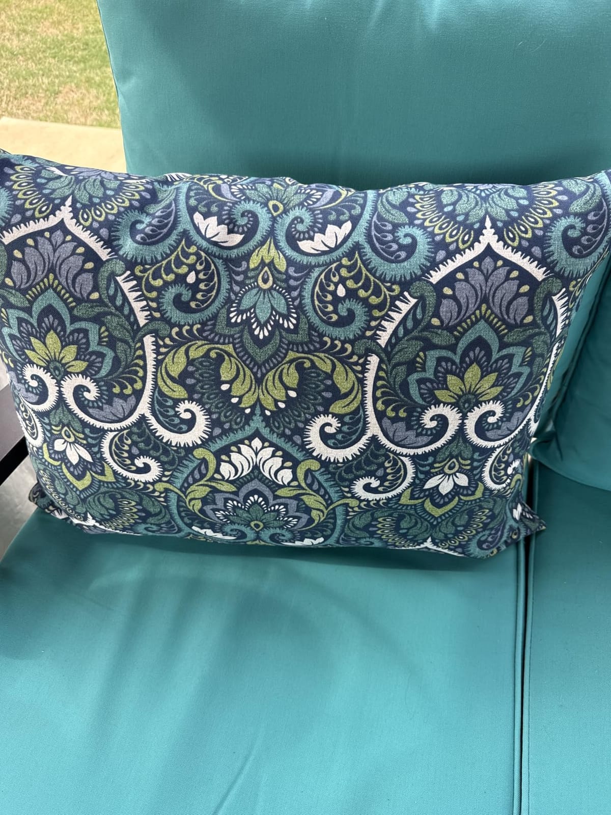 Arden Outdoor Pillow Back Cushion, 23x17, Sapphire Blue customer photo 2