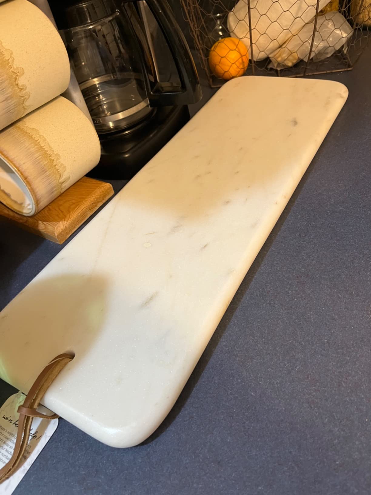BIRDROCK HOME 23 inch Marble Serving Board - Charcuterie Board for Party Appetizers - Kitchen Platter for Food - Pizza Fruit Display - White customer photo 1