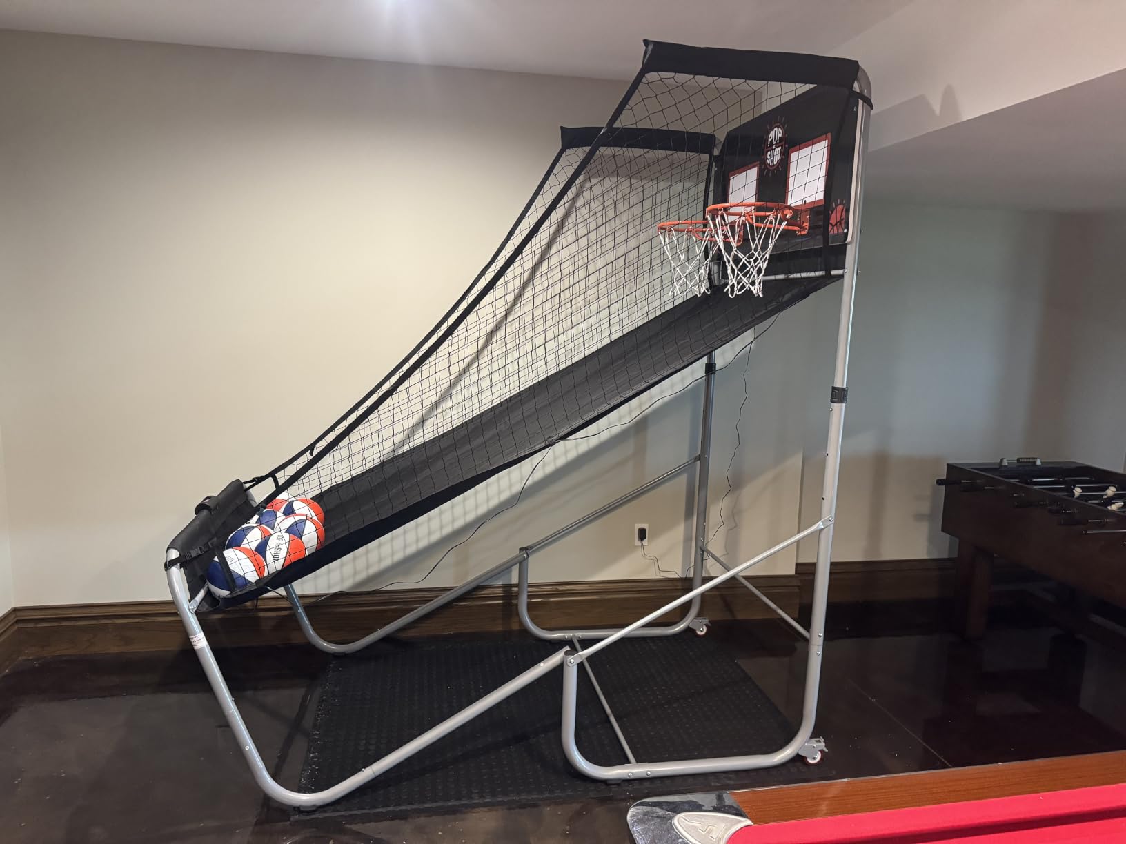 Pop-A-Shot Home Dual Shot | 2-Hoop Indoor Electronic Arcade Basketball | Indoor Arcade Electronic Basketball Machine with 16 Game Modes, 7 Balls, Adjustable Height, Dual Hoops, and Foldable Storage customer photo 1