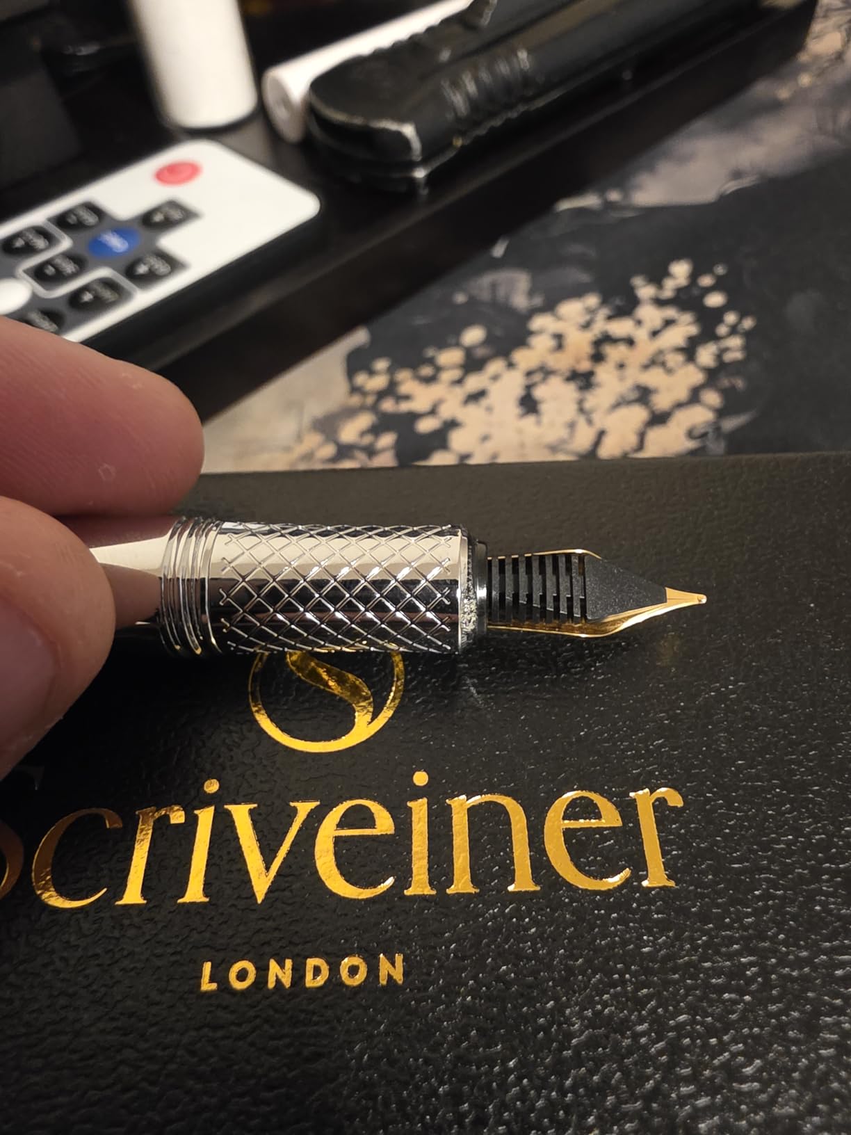 Scriveiner Luxury EDC Fountain Pen (Medium), Stunning Silver Chrome Luxury Pen, Real Gold Plating, Schmidt German Nib, Converter, Writing Gift Set for Men & Women, Nice Fancy Office Designer Pen customer photo 1