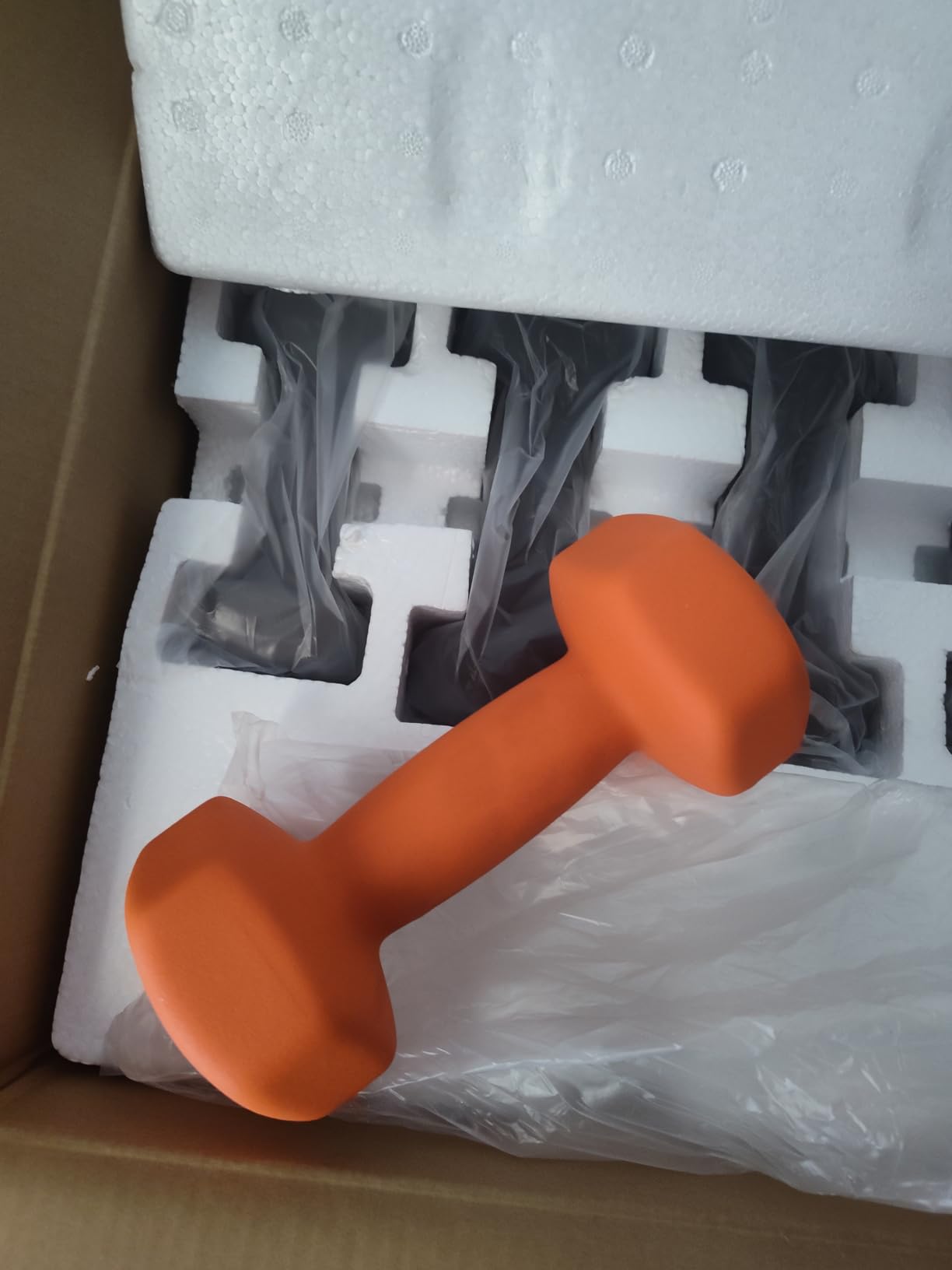 SQUATZ Dumbbell Weights Set with Stand, 32lbs Neoprene Coated Weights in Color Gray, Black, and Orange, Hex Shape Anti Slip and Roll Dumbbells for Exercise, Training, Fitness, Yoga customer photo 1