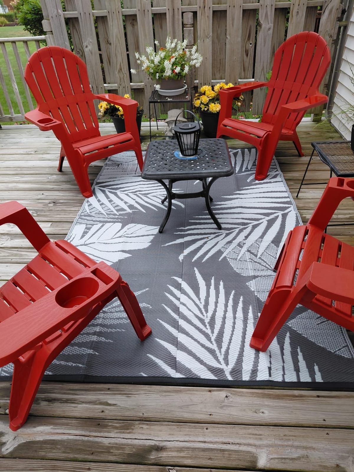 GENIMO Outdoor Rug, Waterproof Plastic Rugs for Patio, 5'x8' Grey White | Outside Larger Leaf Carpet Mat for Porch Decor, Deck, Balcony, Camping, RV, Backyard, Picnic, Beach, Reversible, Foldable customer photo 1
