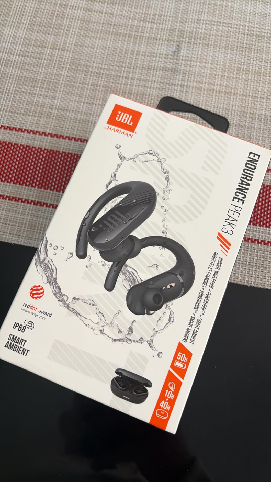 JBL Endurance Peak 3 - Dust and Water Proof (IP68) True Wireless Active Earbuds, JBL Pure Bass Sound, Up to 50 Total Hours of Playback with Speed Charge, Ambient Aware & Talk Thru (White) customer photo 2