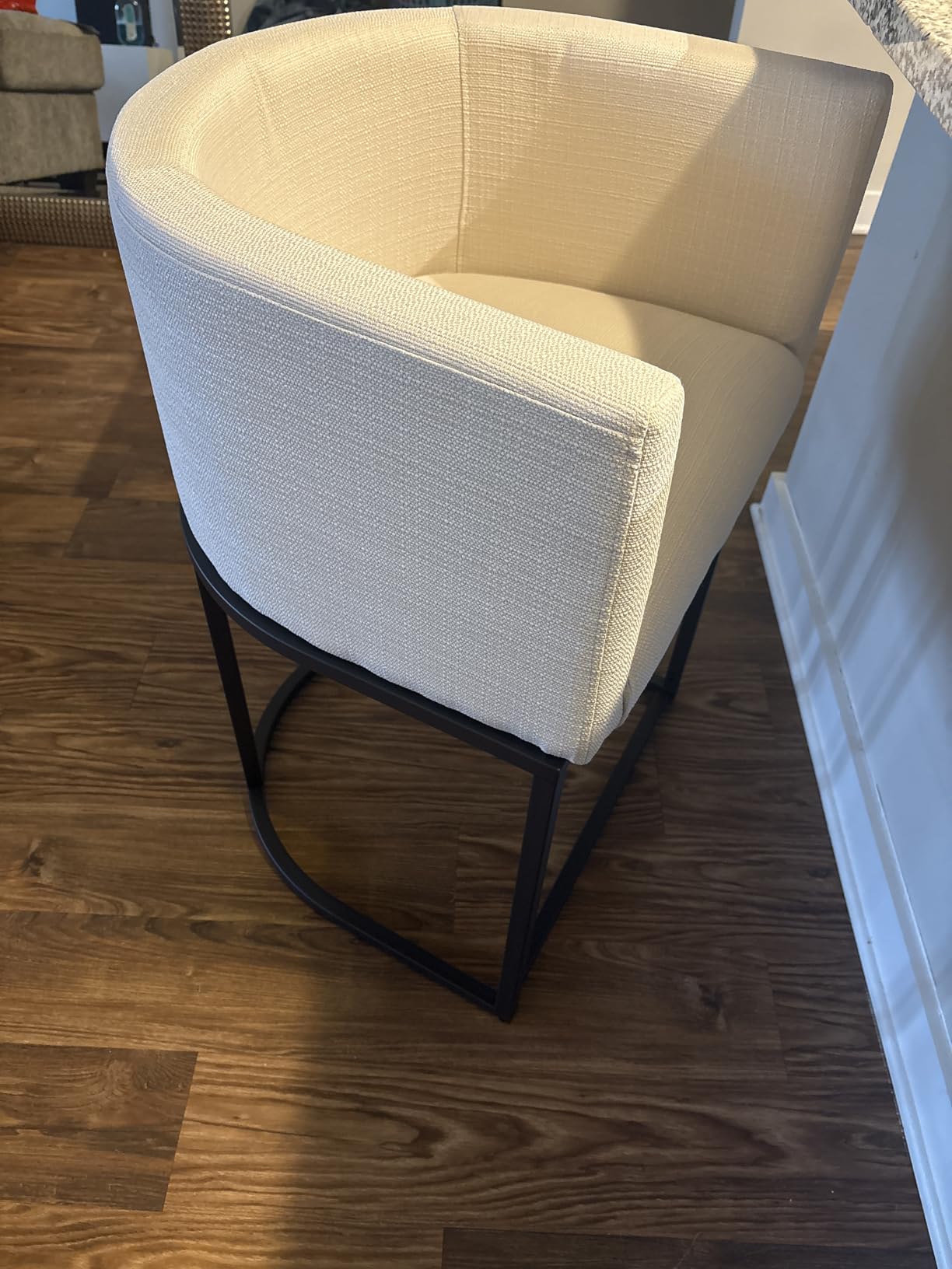 RIVOVA Contemporary Cream Linen Bar Stools Set of 3, 24