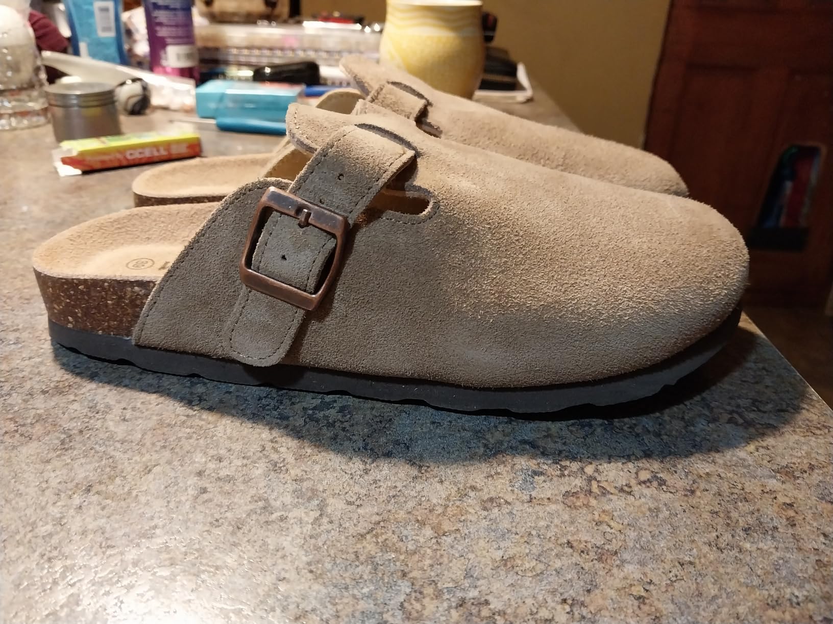 KIDMI Genuine Suede Clogs for Women Men Cork Footbed Mules Potato Shoes customer photo 1