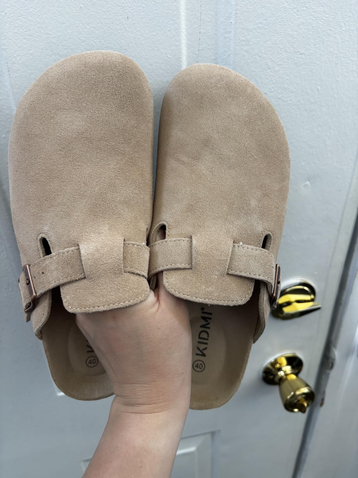 KIDMI Genuine Suede Clogs for Women Men Cork Footbed Mules Potato Shoes customer photo 2