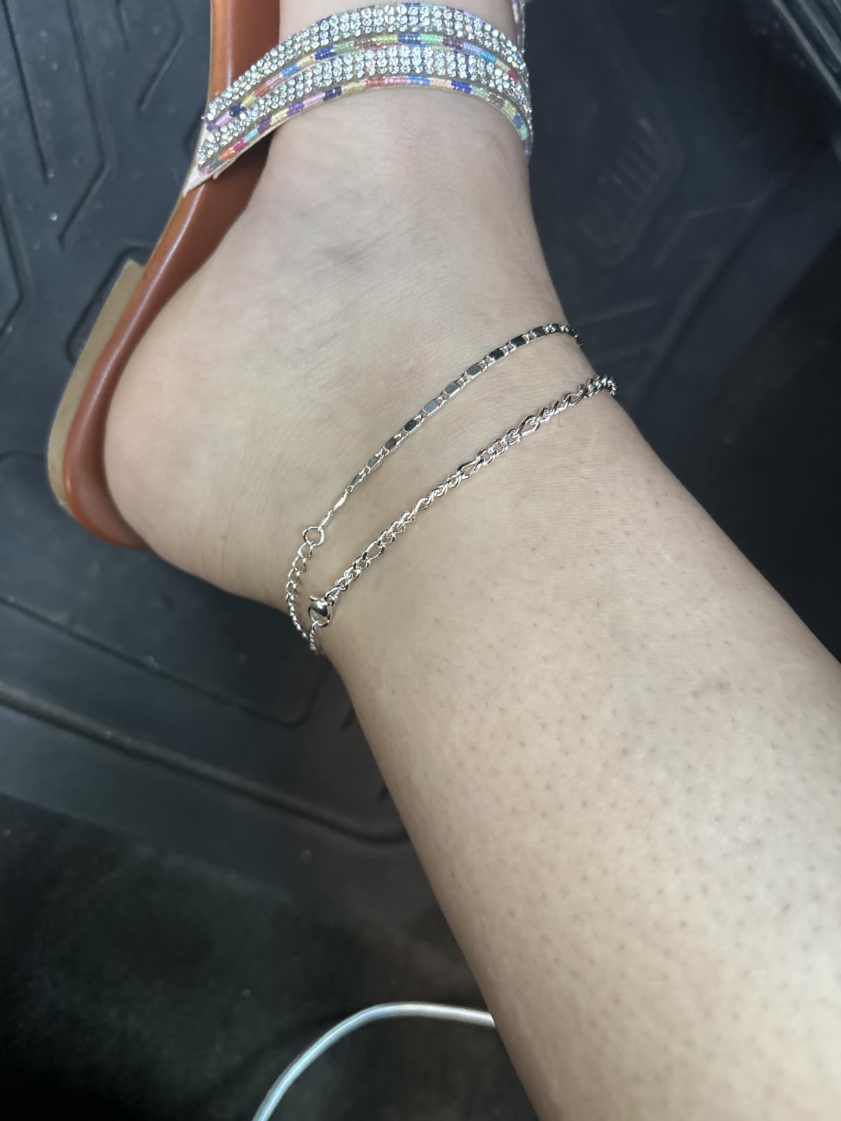 Gokeey Ankle Bracelets for Women Waterproof, 14k Gold Plated Jewelry Set Layered Cuban Figaro Link Chain Anklets Set Gold Anklets Summer Boho Beach Jewelry Gift Adjustable Size customer photo 1