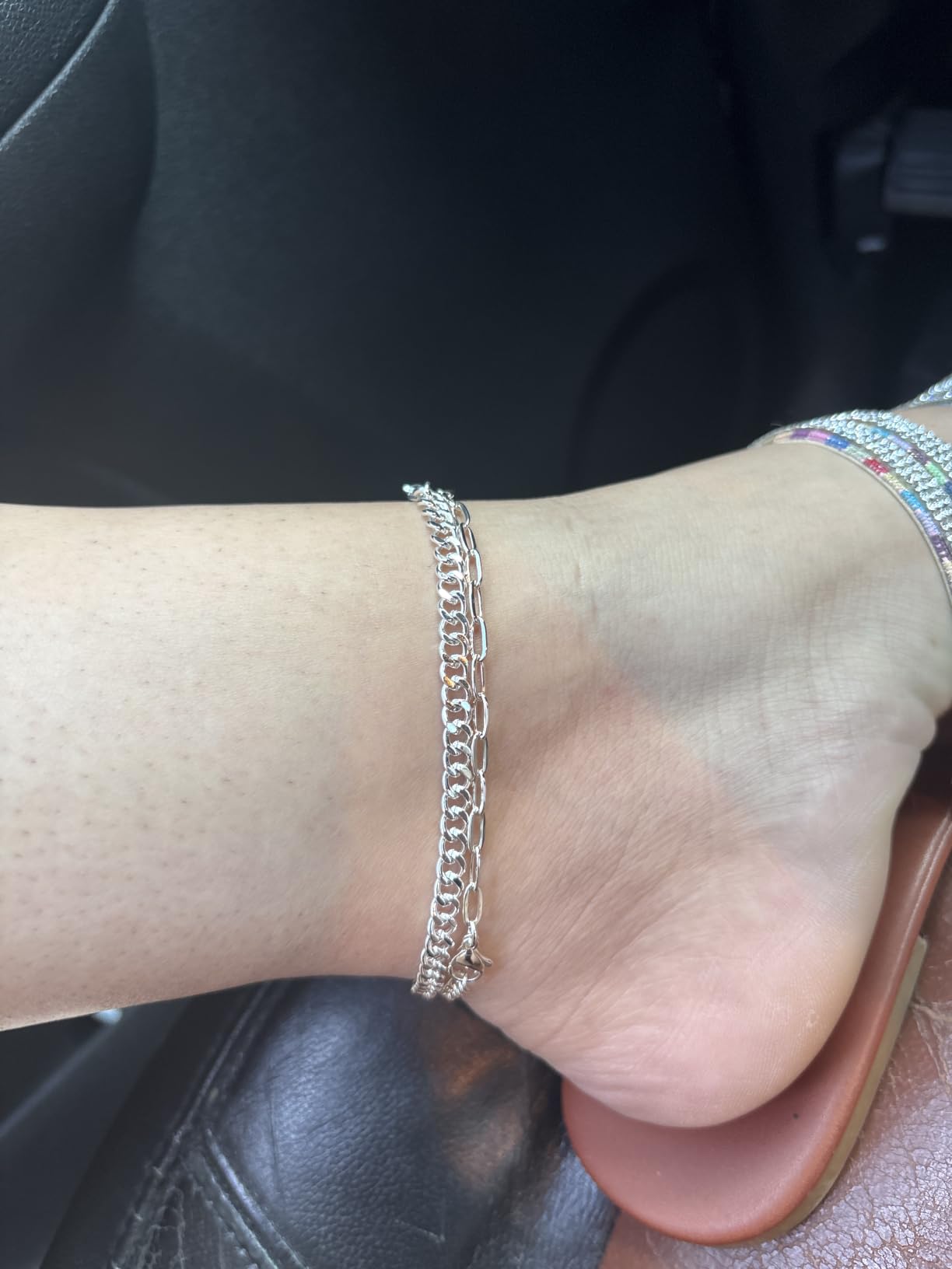 Gokeey Ankle Bracelets for Women Waterproof, 14k Gold Plated Jewelry Set Layered Cuban Figaro Link Chain Anklets Set Gold Anklets Summer Boho Beach Jewelry Gift Adjustable Size customer photo 2