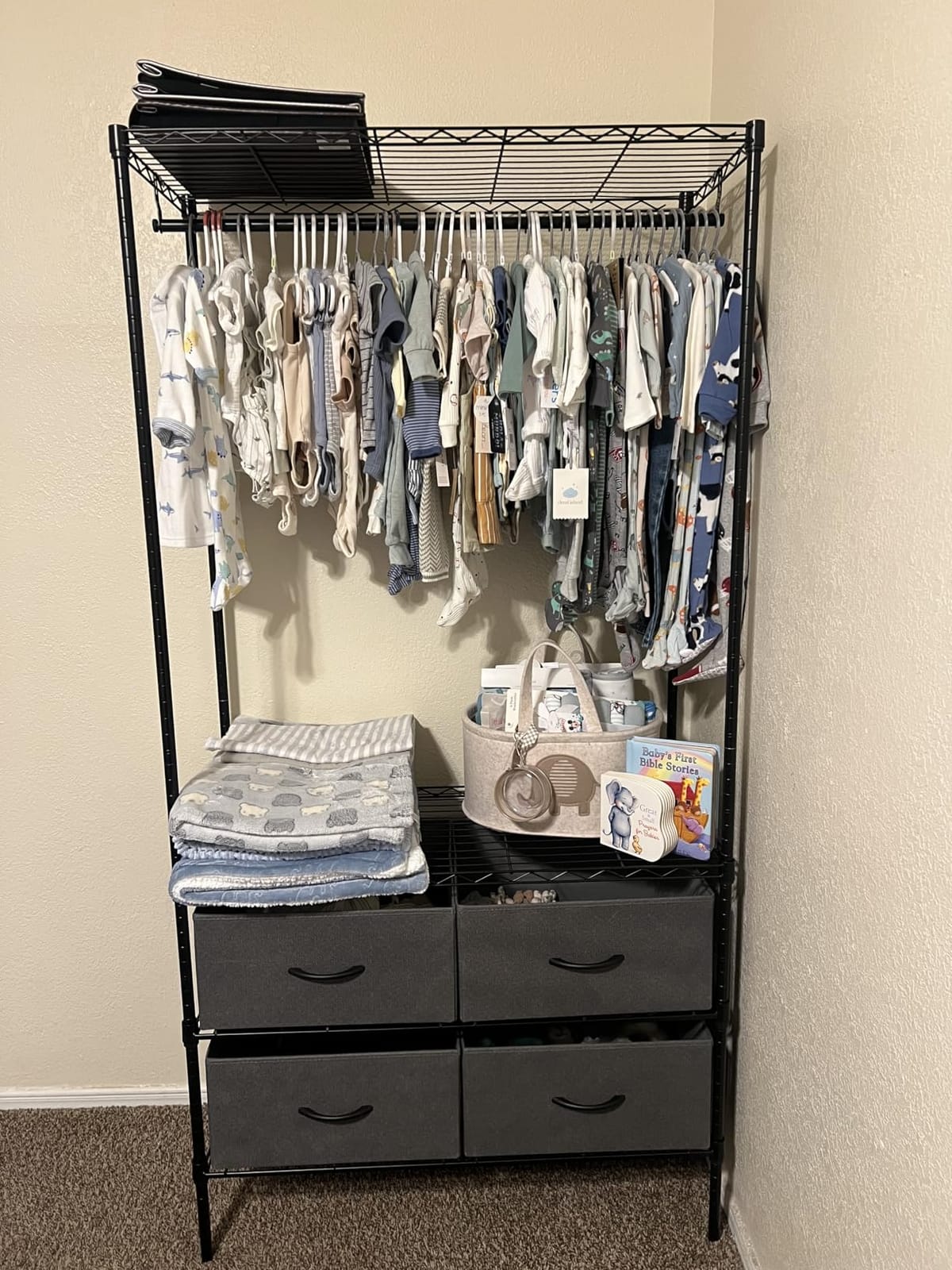 Raybee Clothes Rack, Portable Closet for Bedroom, Dorm, 4 Drawers 4 Shelves, Heavy Duty, Tool-Free Assembly, Freestanding, Multi-Function, Adjustable, DIY Layout, Space Saving, Hanging 50+ Clothes customer photo 1