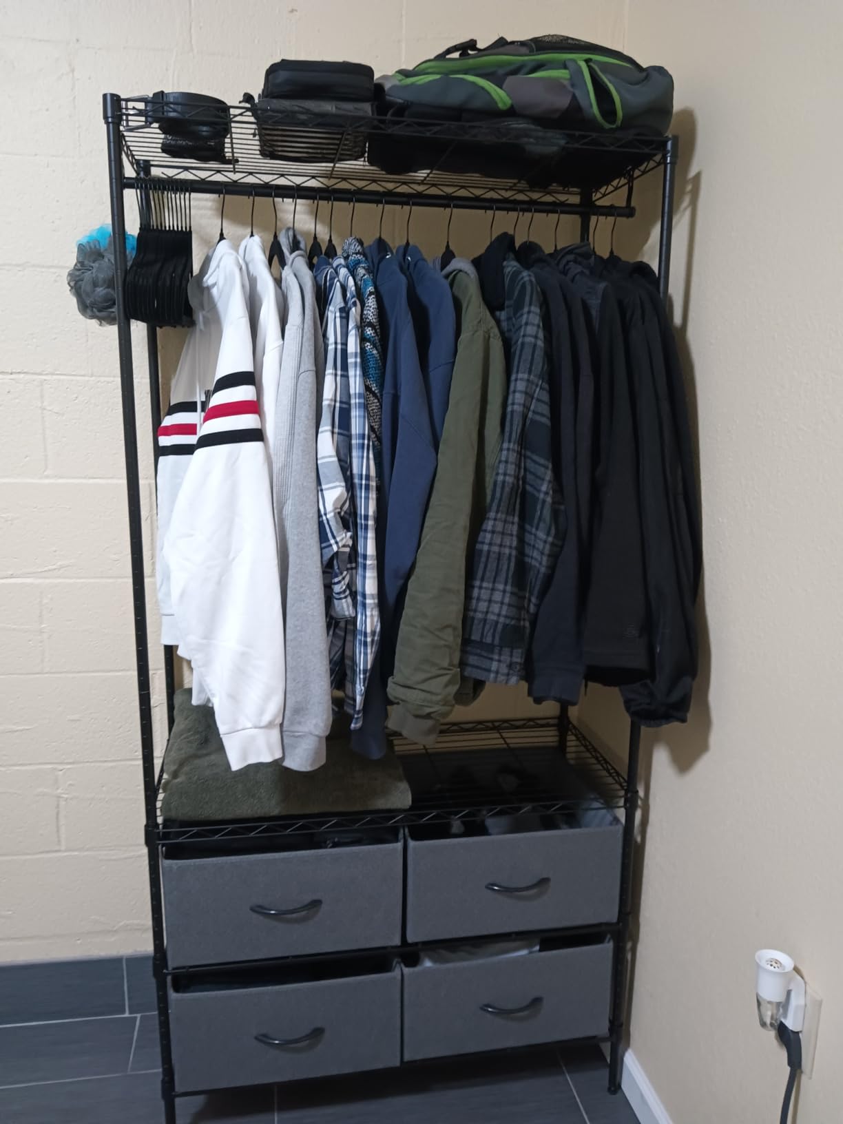 Raybee Clothes Rack, Portable Closet for Bedroom, Dorm, 4 Drawers 4 Shelves, Heavy Duty, Tool-Free Assembly, Freestanding, Multi-Function, Adjustable, DIY Layout, Space Saving, Hanging 50+ Clothes customer photo 2