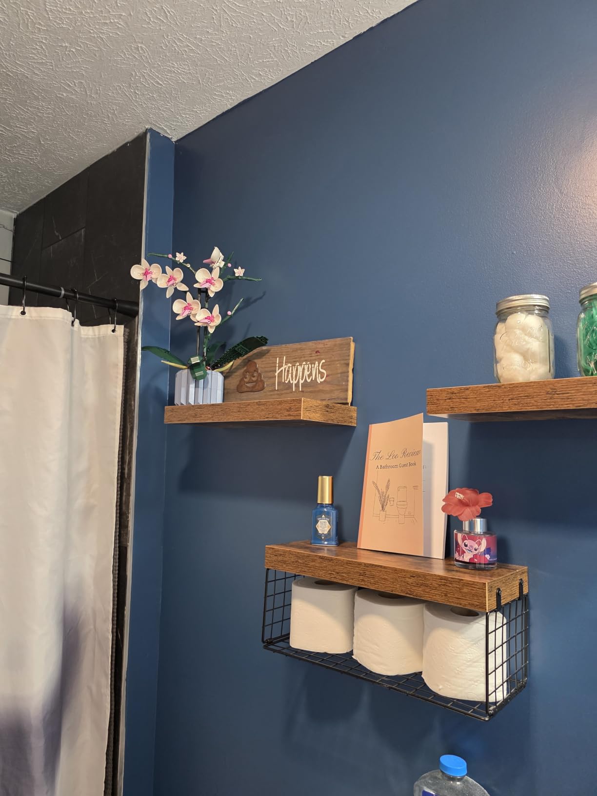 QEEIG Bathroom Shelves Over Toilet - Wall Mounted Floating Shelves Toilet Paper Storage Small Farmhouse Decor Shelf 16 inch Set of 3, Rustic Brown (019-BN3) customer photo 2