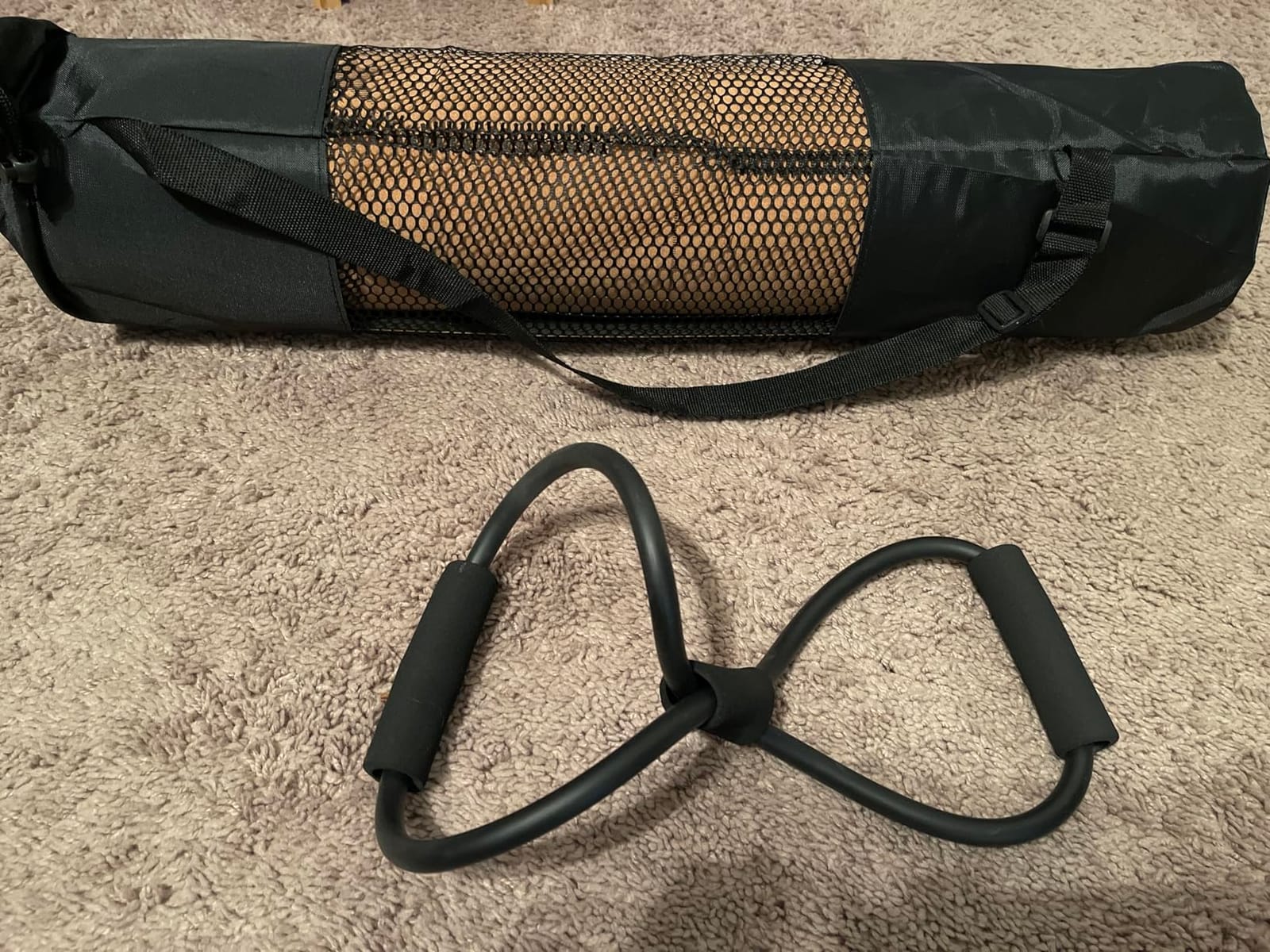 Numat Cork Yoga Mat 6mm (1/4 inch) Thick 72 x 24 in, Sweatproof NonSlip Eco-friendly, Lightweight TPE foam with Alignment Lines, Great for Hot Yoga, Pilates, Gym and Exercise, Black Carrying Bag w. Strap Included customer photo 2