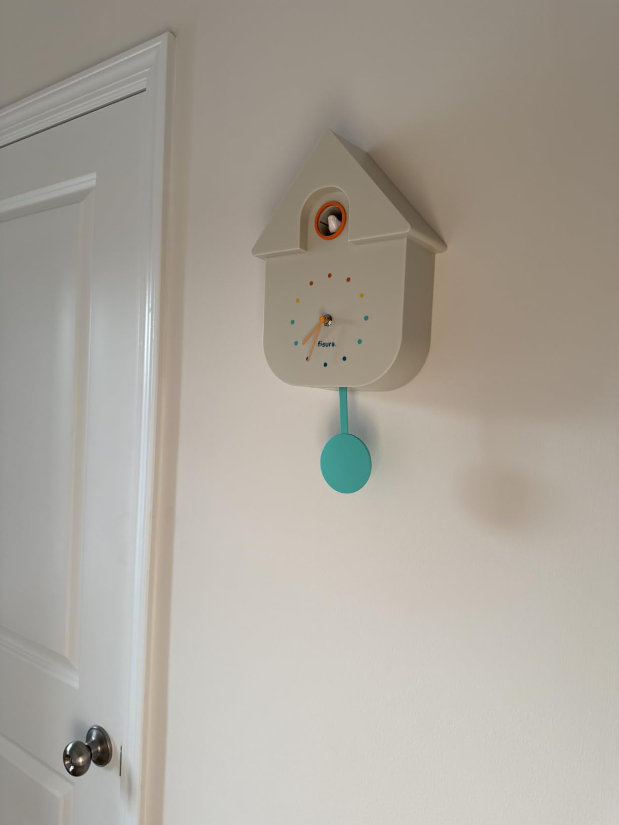 Fisura - Cuckoo Wall Clock for Home Office Decor, Multicolor | Modern wall clock. Gift-ready home decor. Requires 3 AA batteries (not included). 8.5 x 3.1 x 16.3 in. ABS plastic. customer photo 1