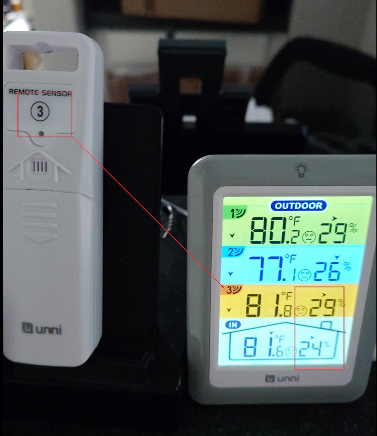 Indoor Outdoor Thermometer Wireless 4.5 Inch Display Digital Hygrometer | Temperature Humidity Monitor with 330ft Range Sensor and Adjustable Backlight with 3 Sensors customer photo 2