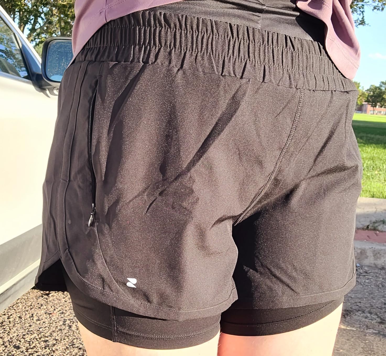 Stelle Women's 2 in 1 Athletic Running Shorts with Liner and Zip Pockets customer photo 1