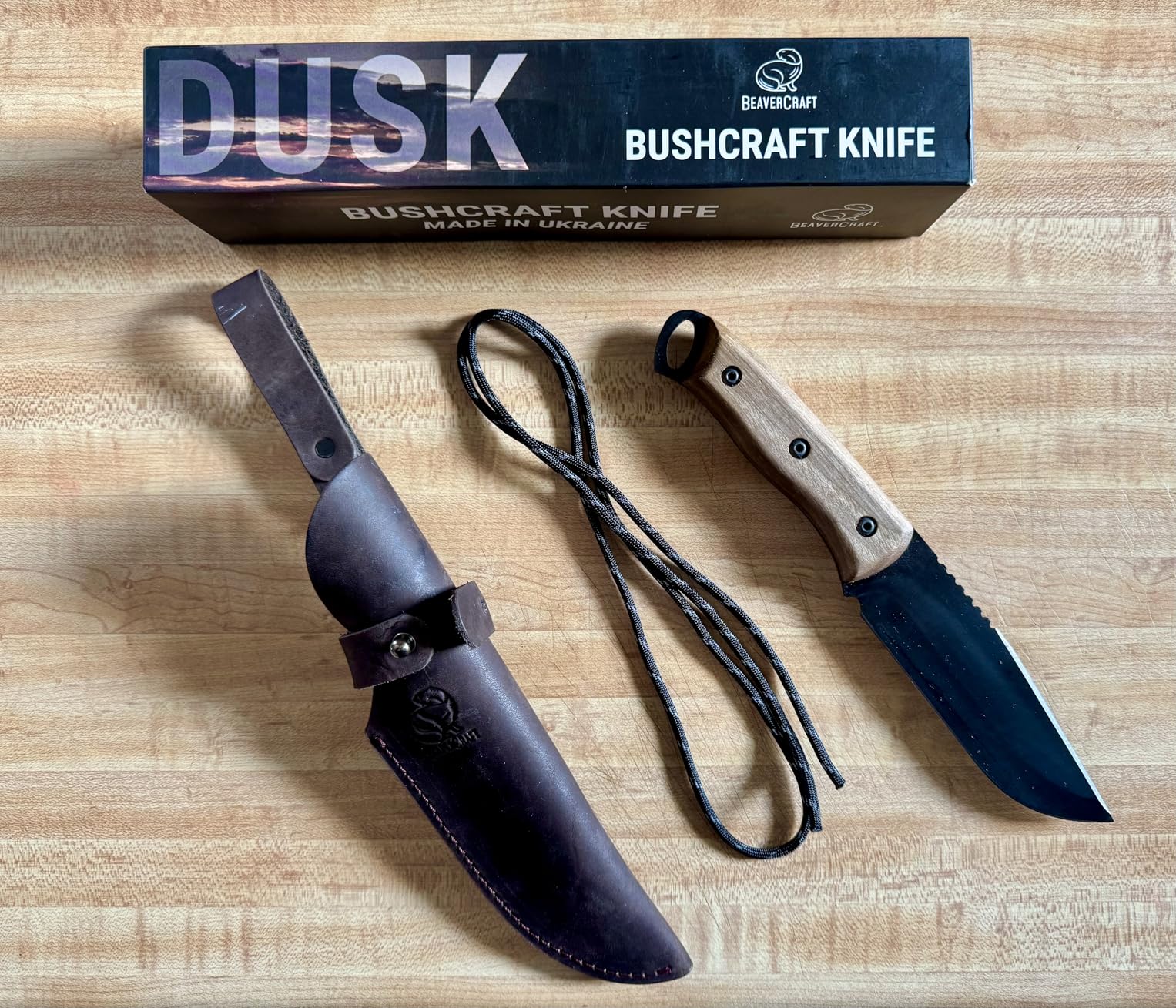 BeaverCraft Bushcraft Knife Full Tang Carbon Steel BSH4 Dusk - Bush Fixed Blade Camping Knife with Sheath for Belt customer photo 1