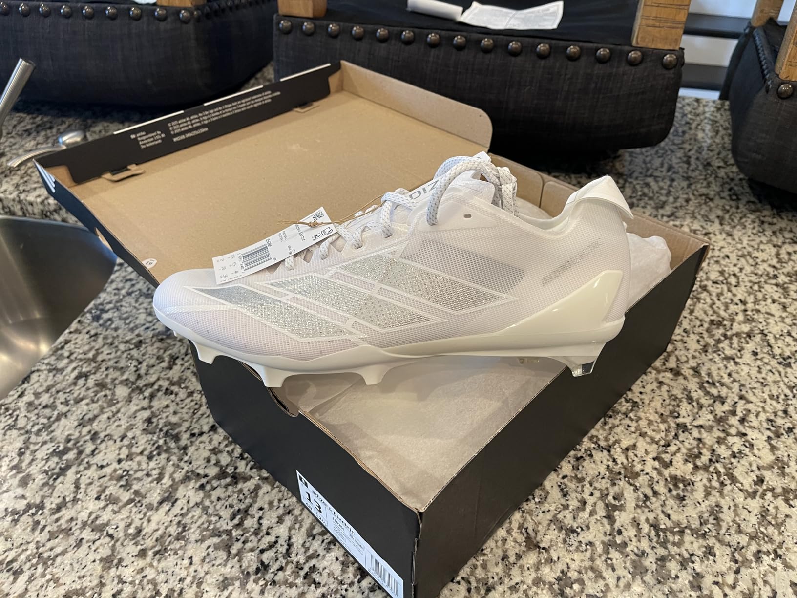 adidas Mens Adizero Electric American Football Sneakers Shoes - White customer photo 2