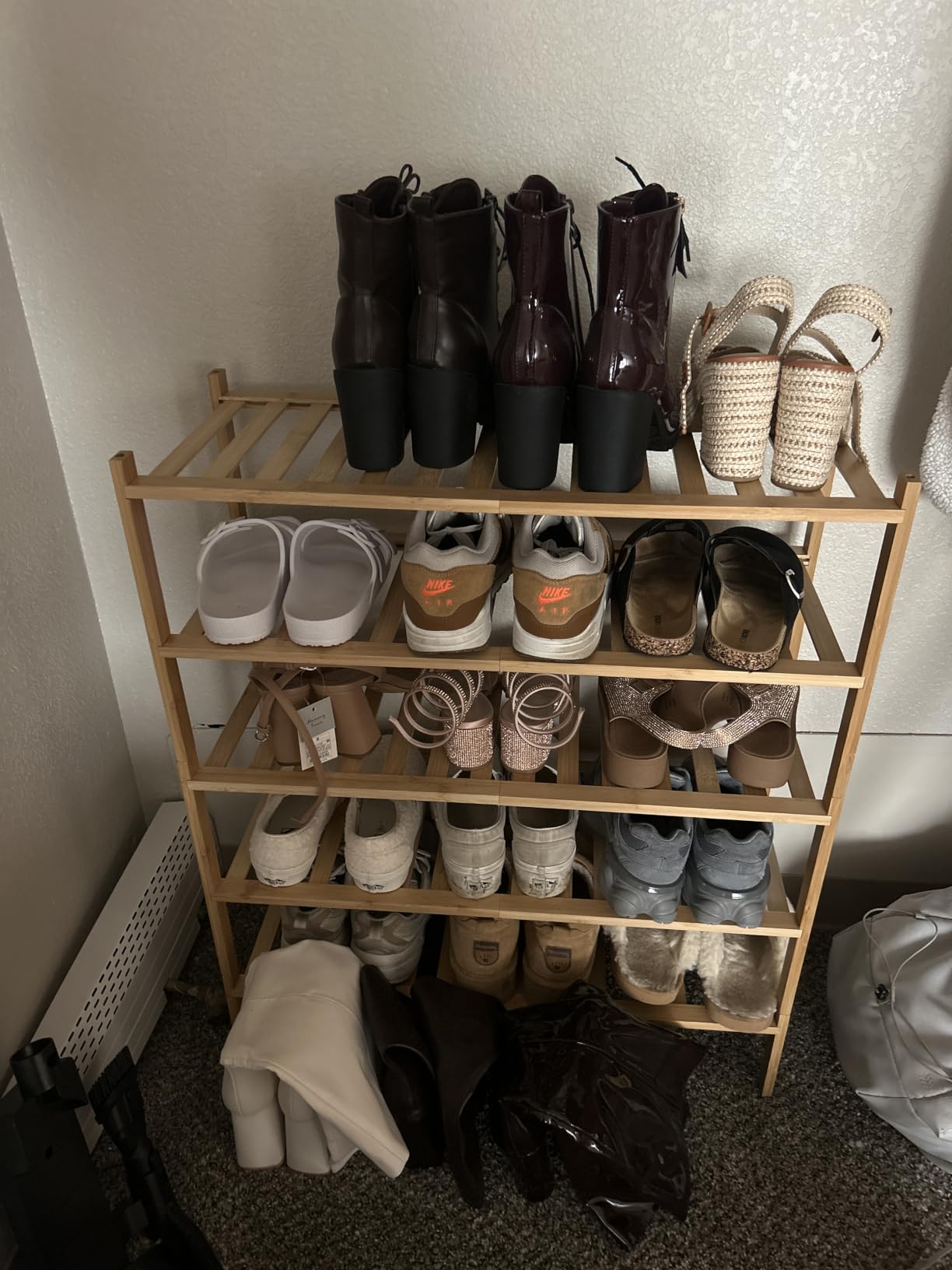 ROMGUAR CRAFT 3 Tier Bamboo Shoe Rack for Closet Free Standing Wood Shoe Shelf Storage Organizer for Entryway Small Space Stackable 27