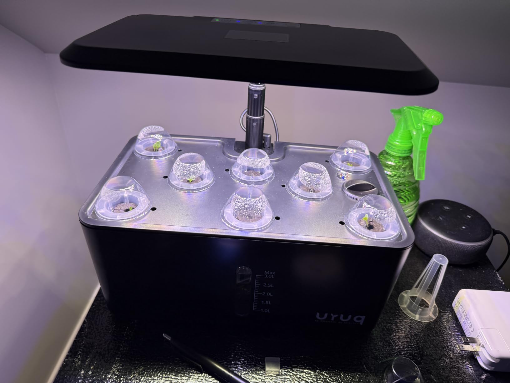 URUQ 8 Pods Hydroponics Growing System with LED Grow Light | Quiet Water Pump, Automatic Timer, Adjustable Height for Fresh Herbs, Vegetables, Indoor Gardening, Gifts for Plant Lovers customer photo 1