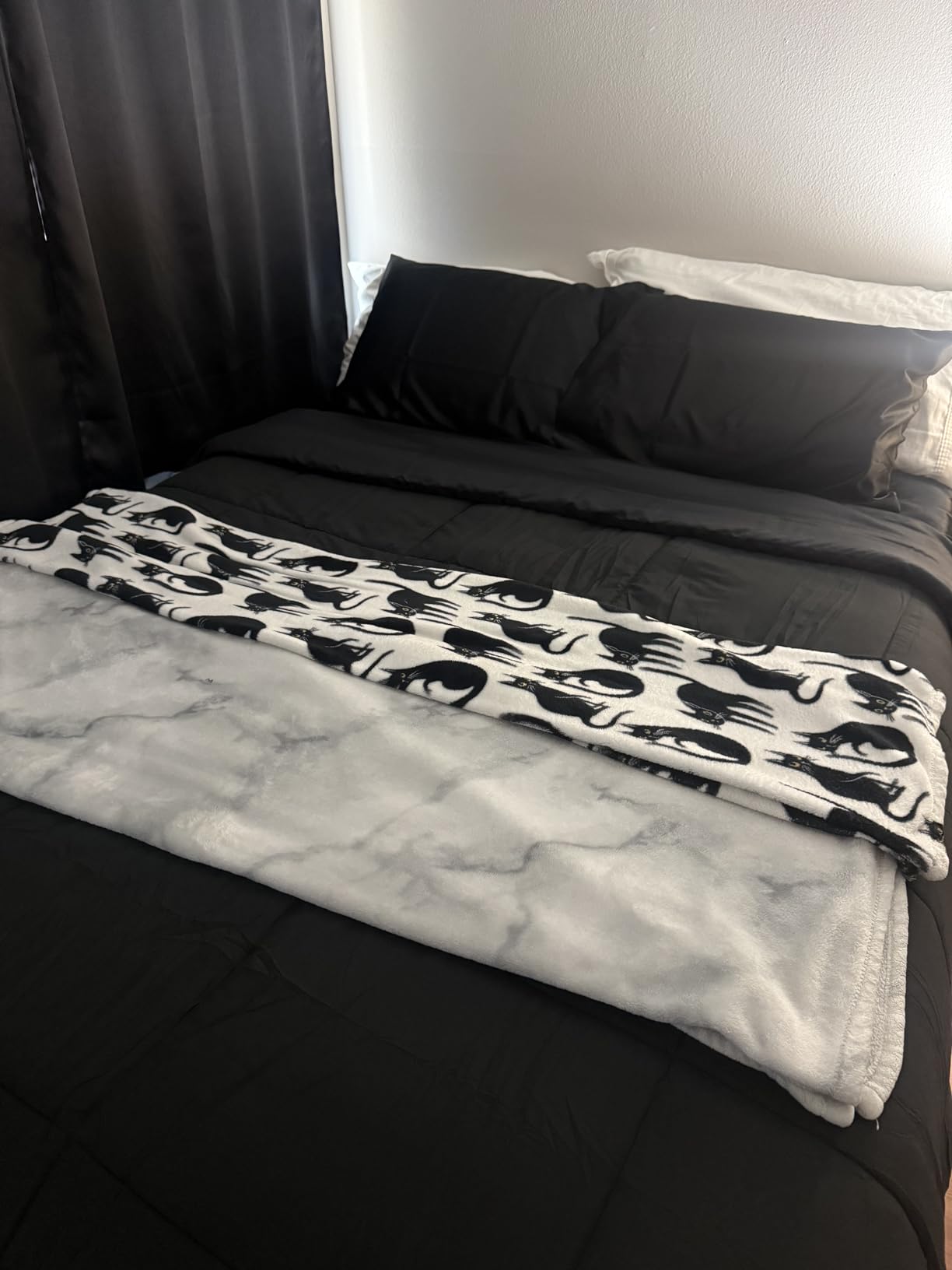 CozyLux Queen Comforter Set Black - 7 Pieces Bed in a Bag | OEKO-TEX Certified, All-Season, Bedroom, Guest Room, Down-Alternative Comforter + Flat & Fitted Sheets + 4 Pillowcases customer photo 2