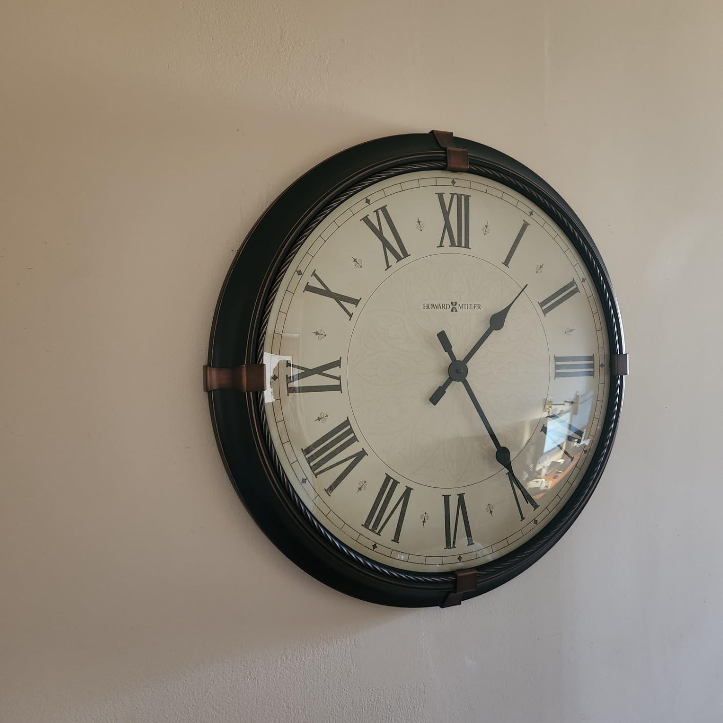 Howard Miller Greenbush Wall Clock II 549-534 - Vintage Metal Clock with Dark Rubbed Bronze Finish, Aged Bronze Accents at (3,6,9,12 Positions), Quartz Movement customer photo 2