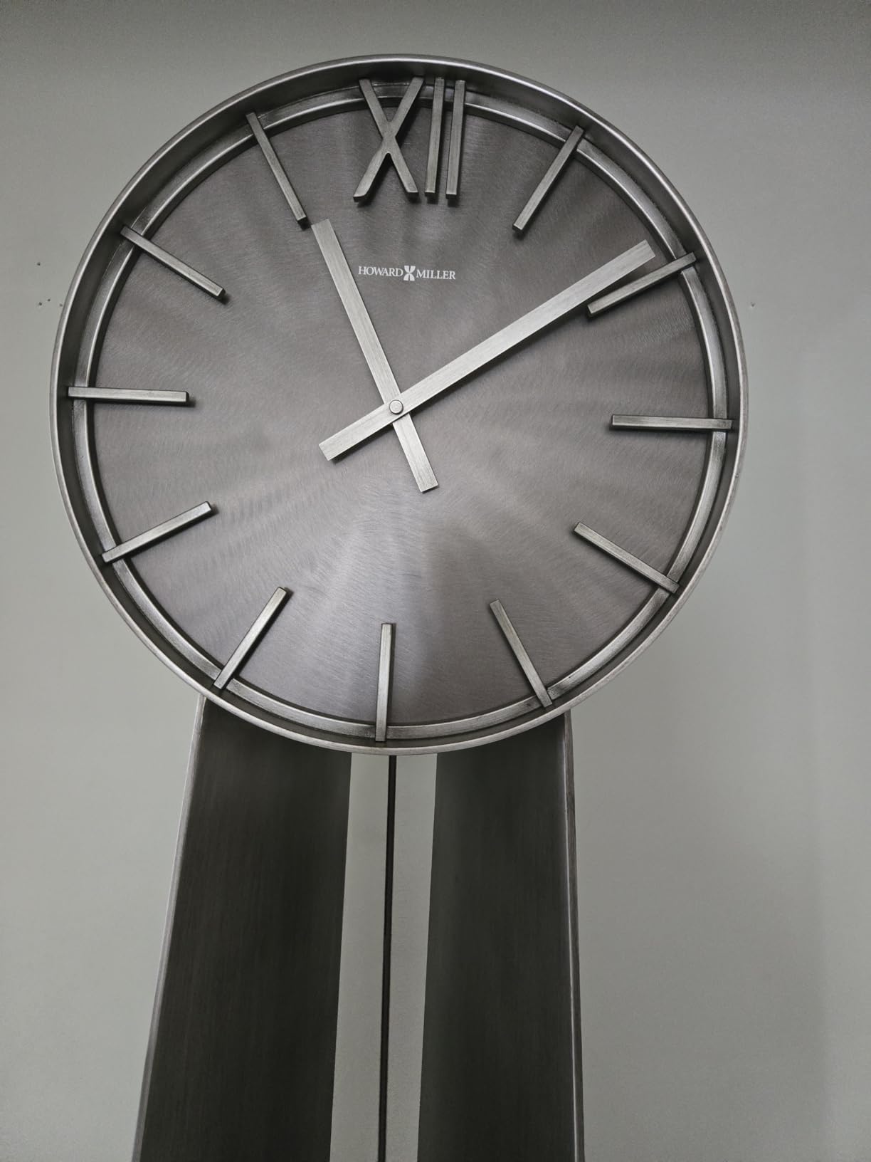Howard Miller Smith Floor Clock II 549-118 - Aged Silver Finish Machined Metal Frame, Vertical Home Décor, Charcoal Black Finish Ball Pendulum, Quartz Movement customer photo 2