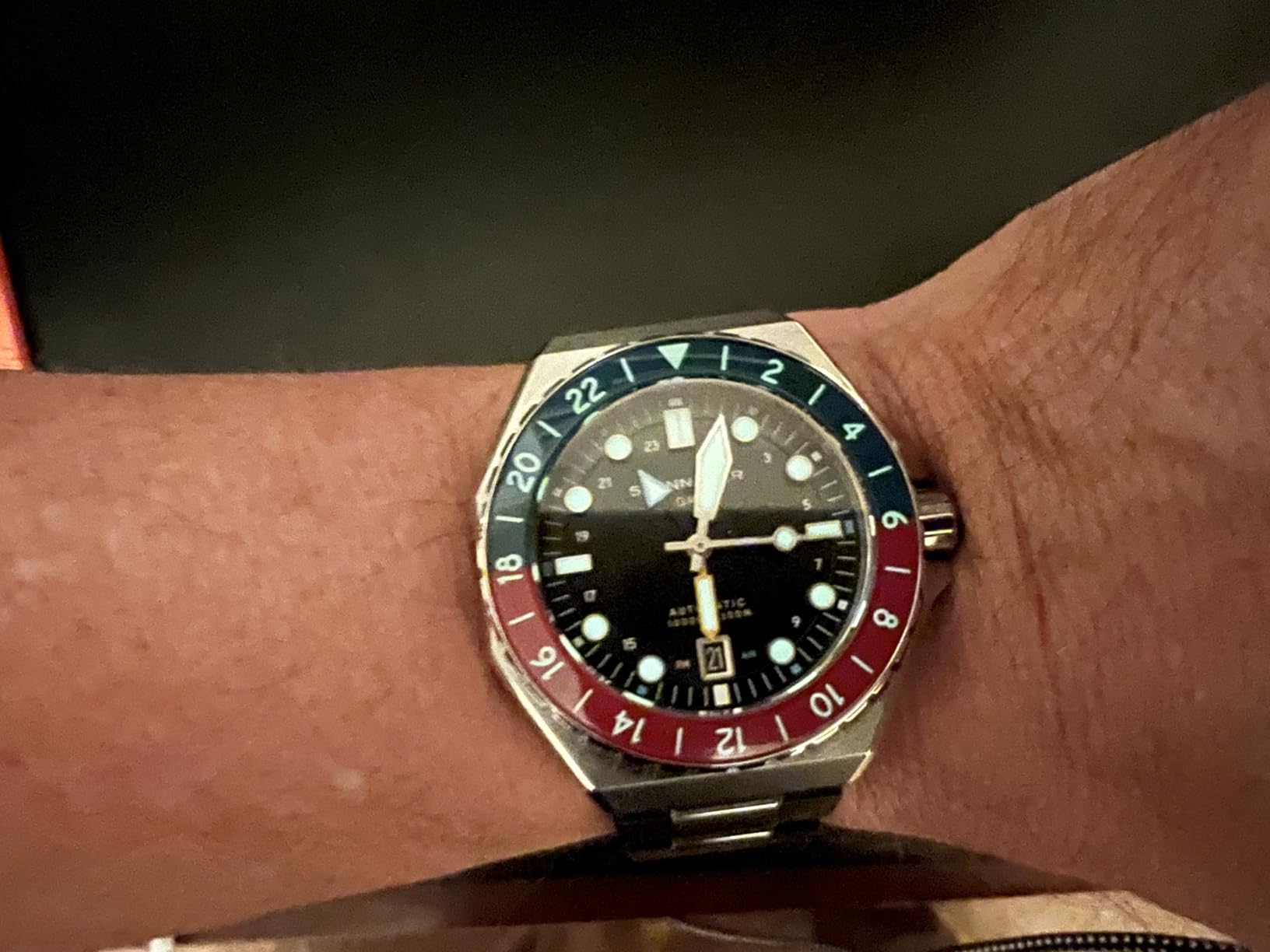 Dumas Men's Automatic GMT Dive Watch - Seiko NH34 Movement, 44mm Stainless Steel Case, Water Resistant 300m, Stainless Steel Bracelet, SP-5119 customer photo 1