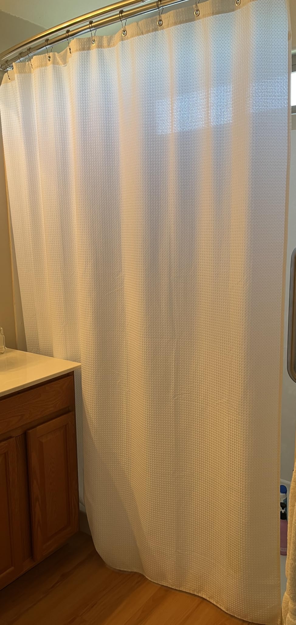 Barossa Design Waffle Weave White Shower Curtain Hotel, Standard Size | Hotel Luxury Quality, Water Repellent, Machine Washable Fabric Shower Curtain for Bathroom customer photo 2