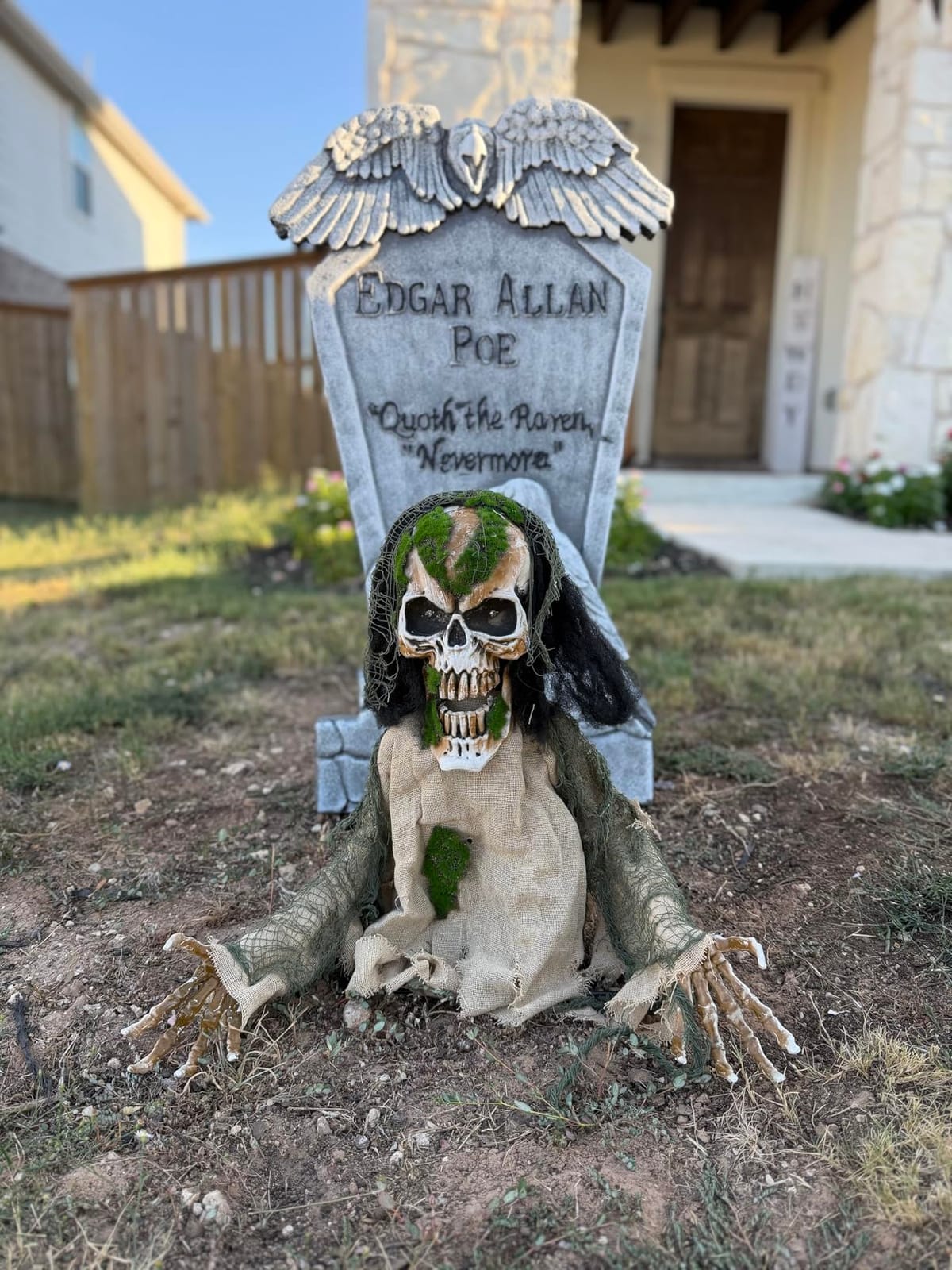 JOYIN Halloween Animated Zombie Groundbreaker Outdoor Decor with Light Up Eyes Creepy Animatronic Decorations with Movable Arms for Halloween Party Prop and Lawn Patio Yard Outside Decorations customer photo 2