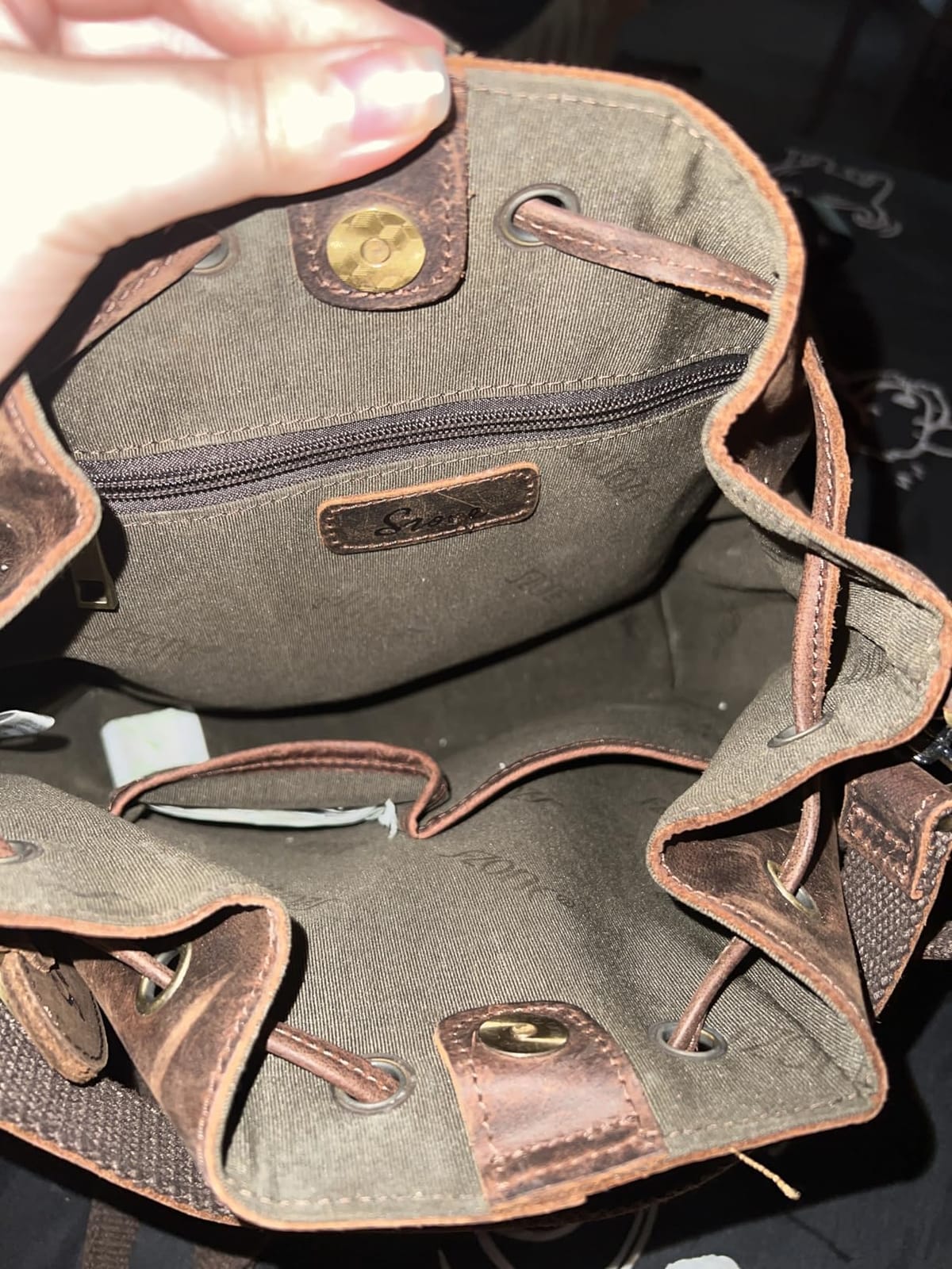 S-ZONE Genuine Leather Purses for Women Crossbody Drawstring with 2 Straps customer photo 1