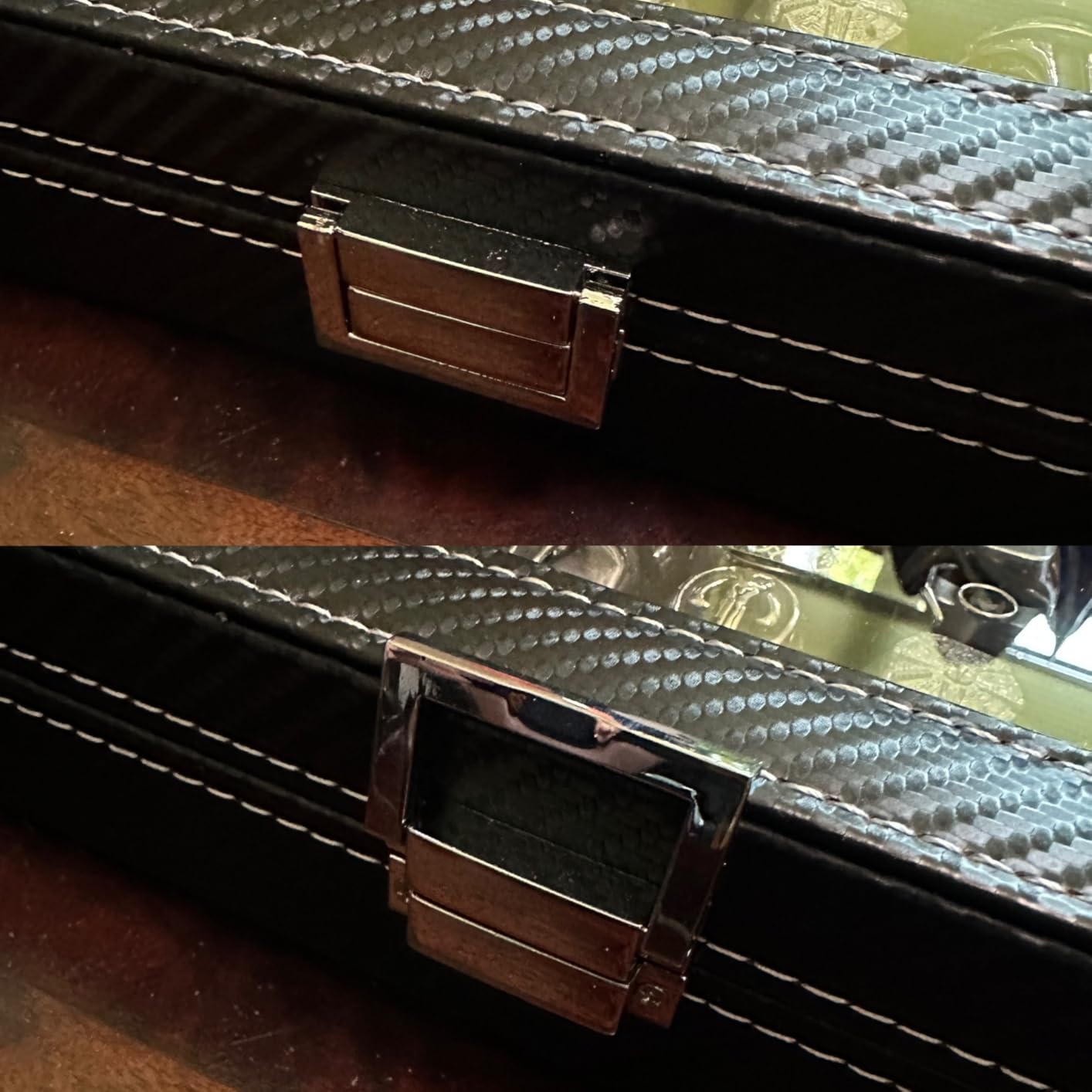 Byken Ring Cufflink Organizer for Jewelry,Rings Display Case | Made of Carbon Fiber, Black Small Travel Jewelry Box, 49 Slots Cufflink Storage Tray with Glass Lid customer photo 2