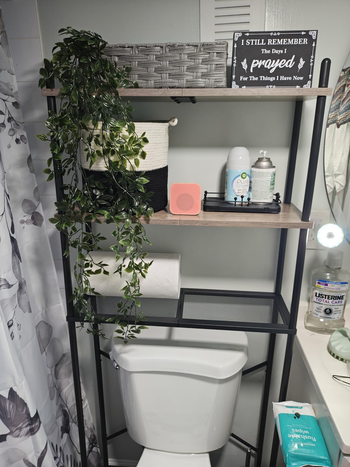 HOOBRO Over the Toilet Storage, 3-Tier Over Toilet Bathroom Organizer, Freestanding Above Toilet Shelf with Adjustable Feet, Space Saving, Easy Assembly, Rustic Brown and Black BF63TS01 customer photo 1