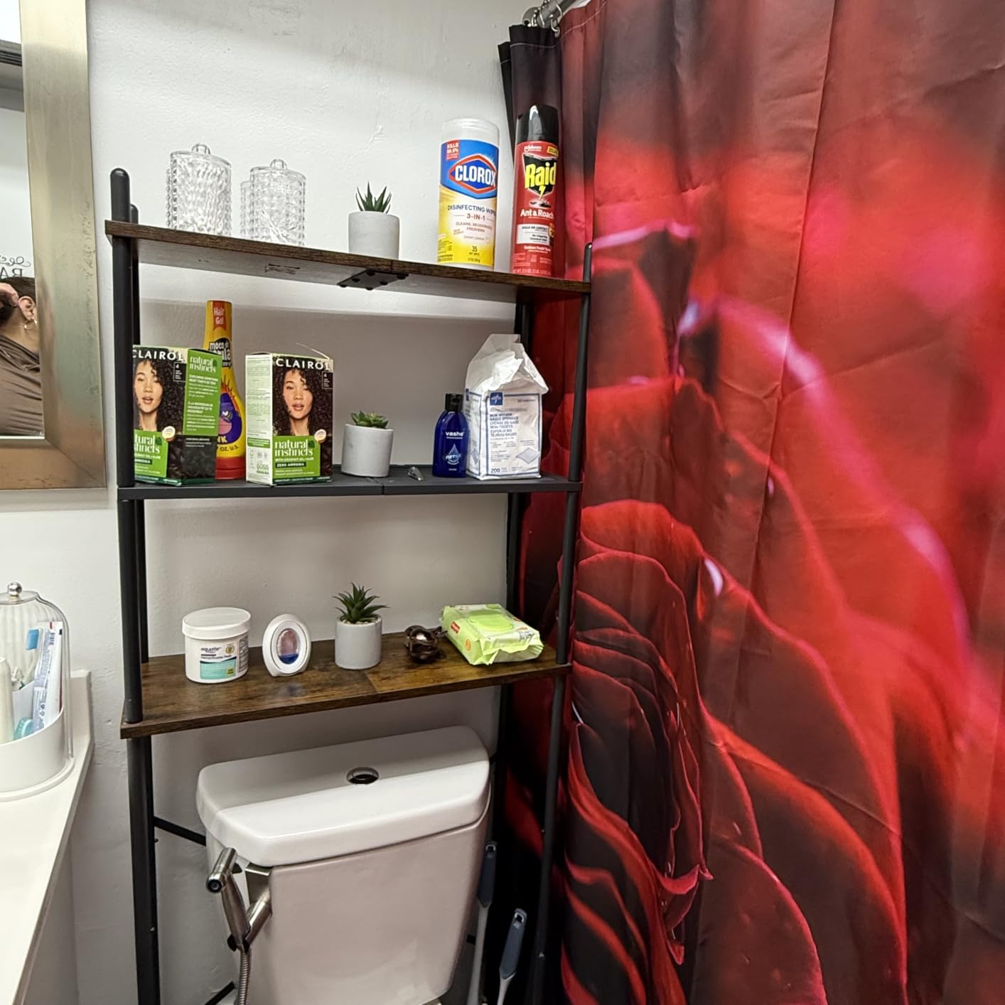 HOOBRO Over the Toilet Storage, 3-Tier Over Toilet Bathroom Organizer, Freestanding Above Toilet Shelf with Adjustable Feet, Space Saving, Easy Assembly, Rustic Brown and Black BF63TS01 customer photo 2