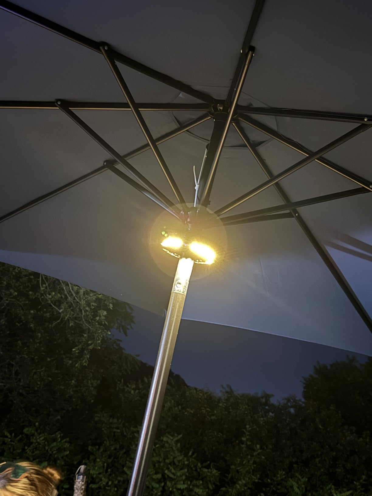 Dual-Power Patio Umbrella Light - Rechargeable & Battery Operated Umbrella Lights, 3 Lighting Modes Cordless, Umbrella Pole Light for Patio Umbrellas Camping customer photo 2