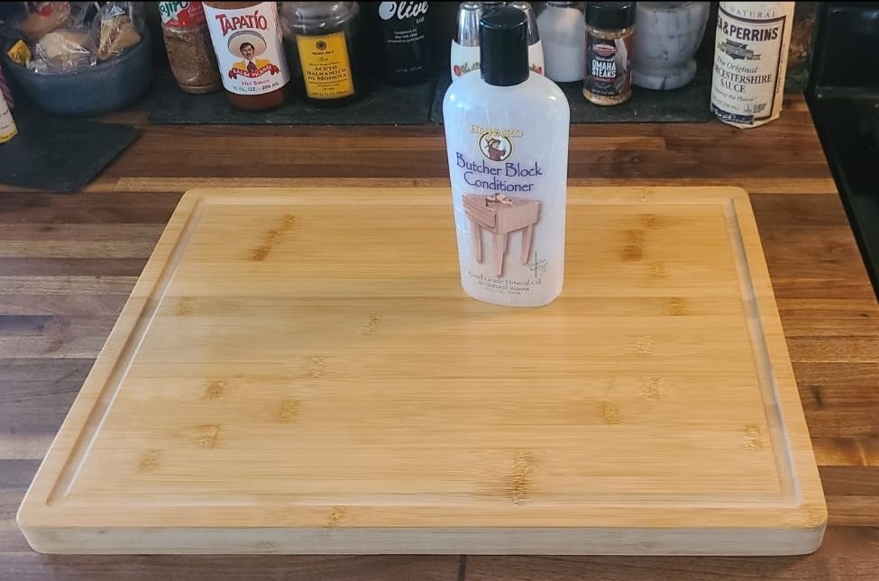 Allsum 20x14 Inch Extra Large Bamboo Cutting Boards for Kitchen, XL Wood Charcuterie Boards Cheese Serving Tray with Side Handles and Juice Grooves, Solid Durable Reversible customer photo 2