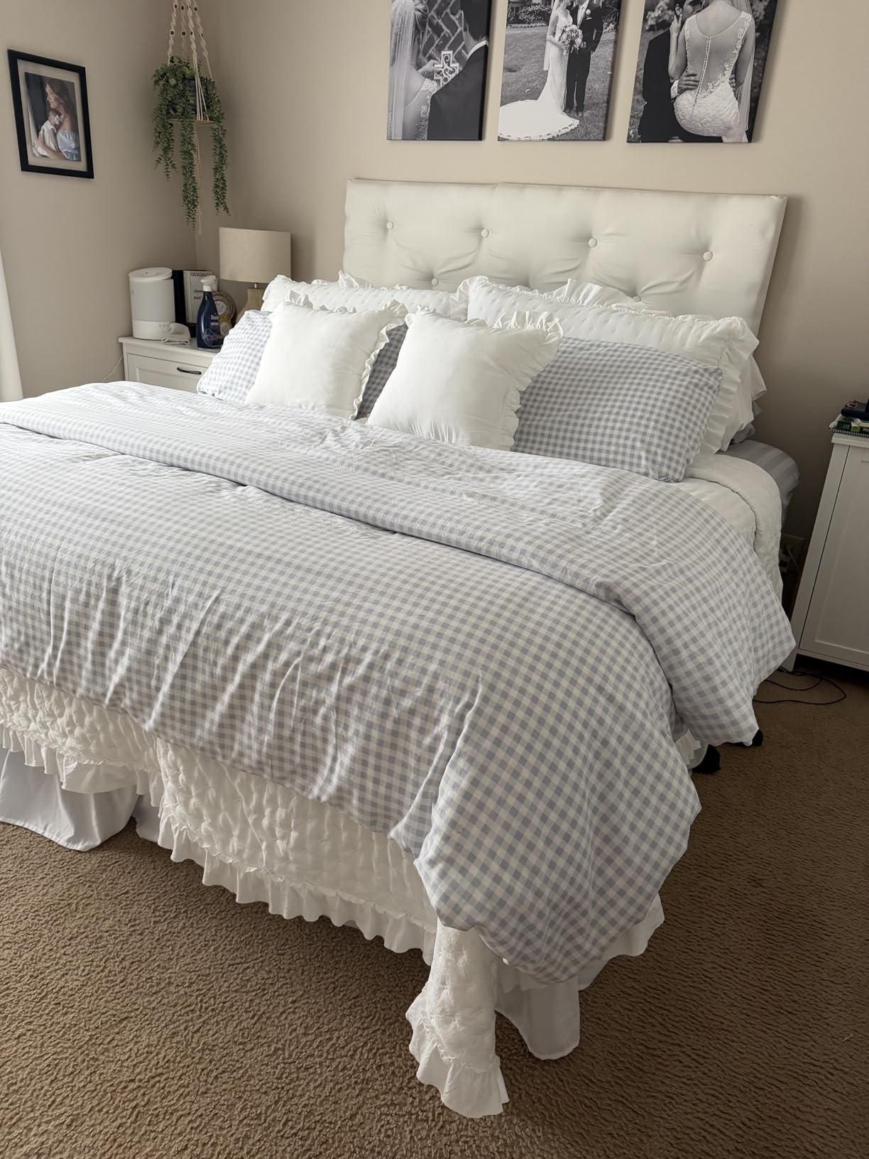 Cmfshape Beige Quilt Set Queen Size - Palm Leaf Lightweight Coverlet Bedding, Neutral Cream Quilt Queen Bedspread, Beige Quilt Set Queen & Full Size Option, Thin Quilt for Summer to Fall customer photo 1