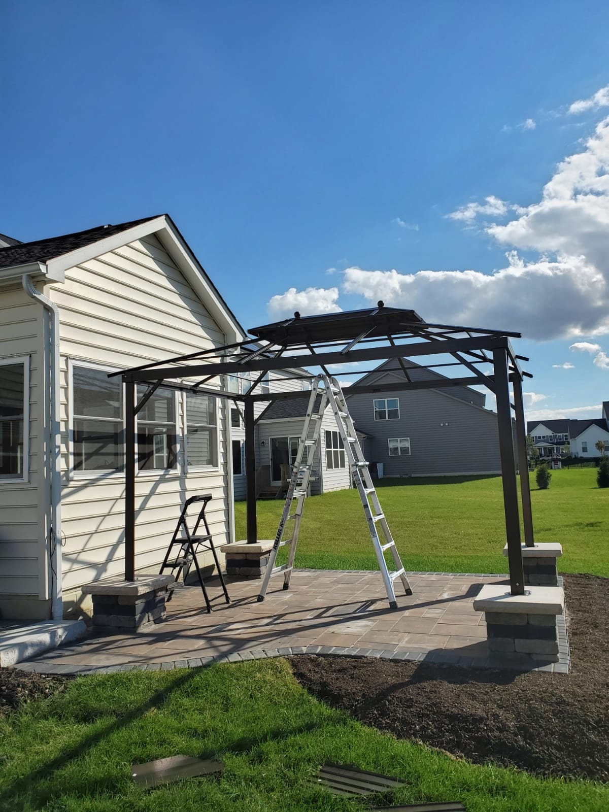 EROMMY 10' x 12' Hardtop Gazebo, Aluminum Frame Gazebos with Galvanized Steel Double Roof, Permanent Outdoor Metal Pavilion with Curtain and Netting for Patio, Lawn, Deck customer photo 2