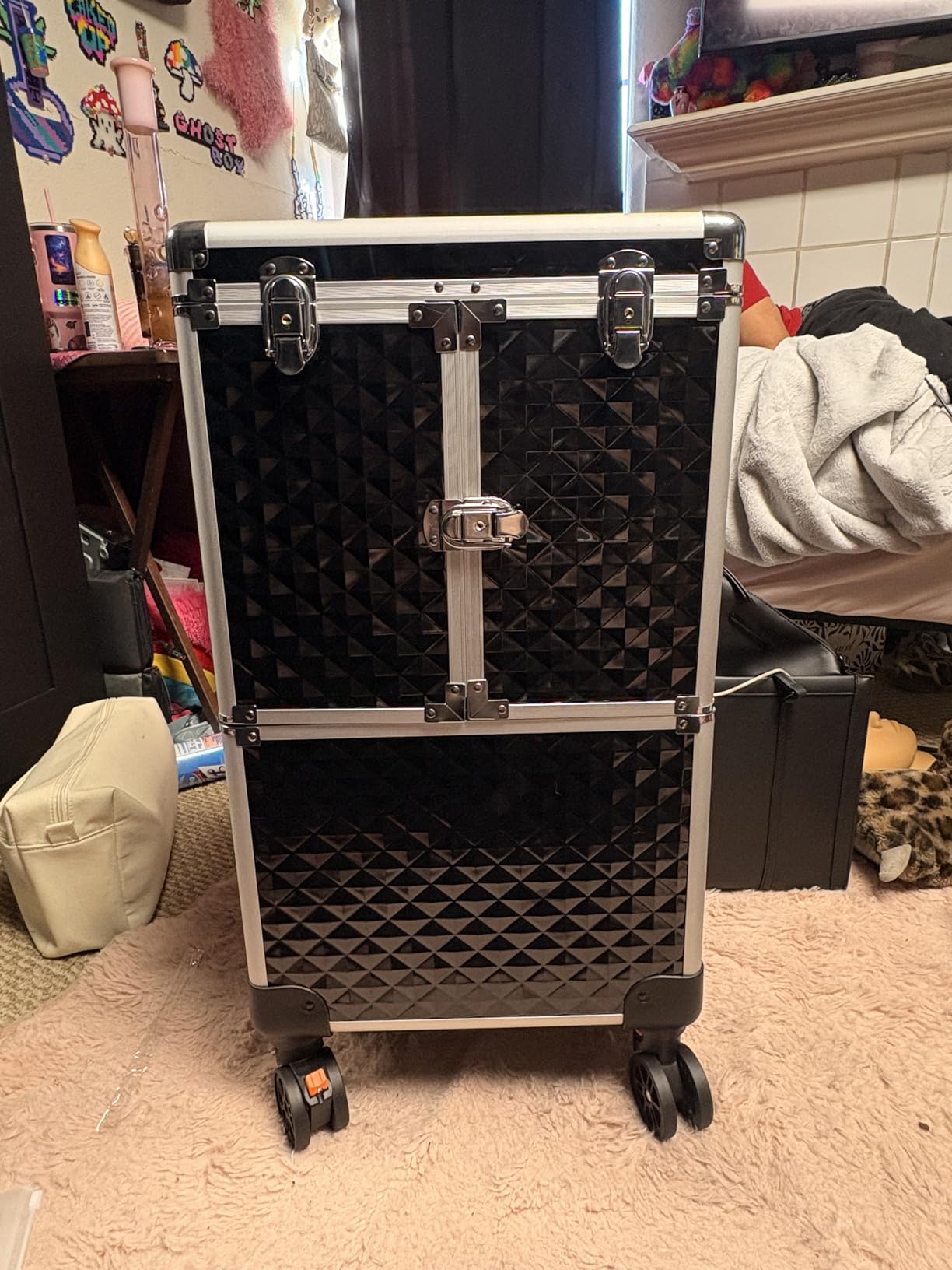 Professional Makeup Artist Rolling Train Case Multi-functional Cosmetic Train Case Large Trolley Storage Case for Nail Technicians Cosmetology Case for Hairstylist Rose Gold customer photo 1