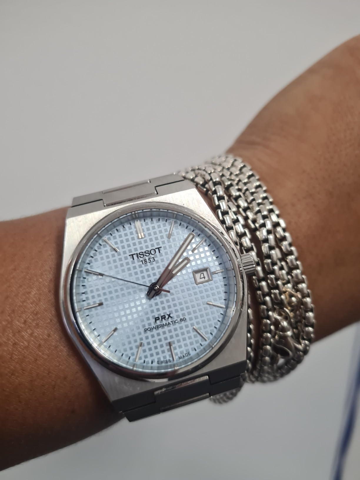 PRX Powermatic 80 316L Stainless Steel case, Swiss Automatic Watch for Men & Women, Ice Blue Dial, Stainless Steel, (T1374071135100) customer photo 2