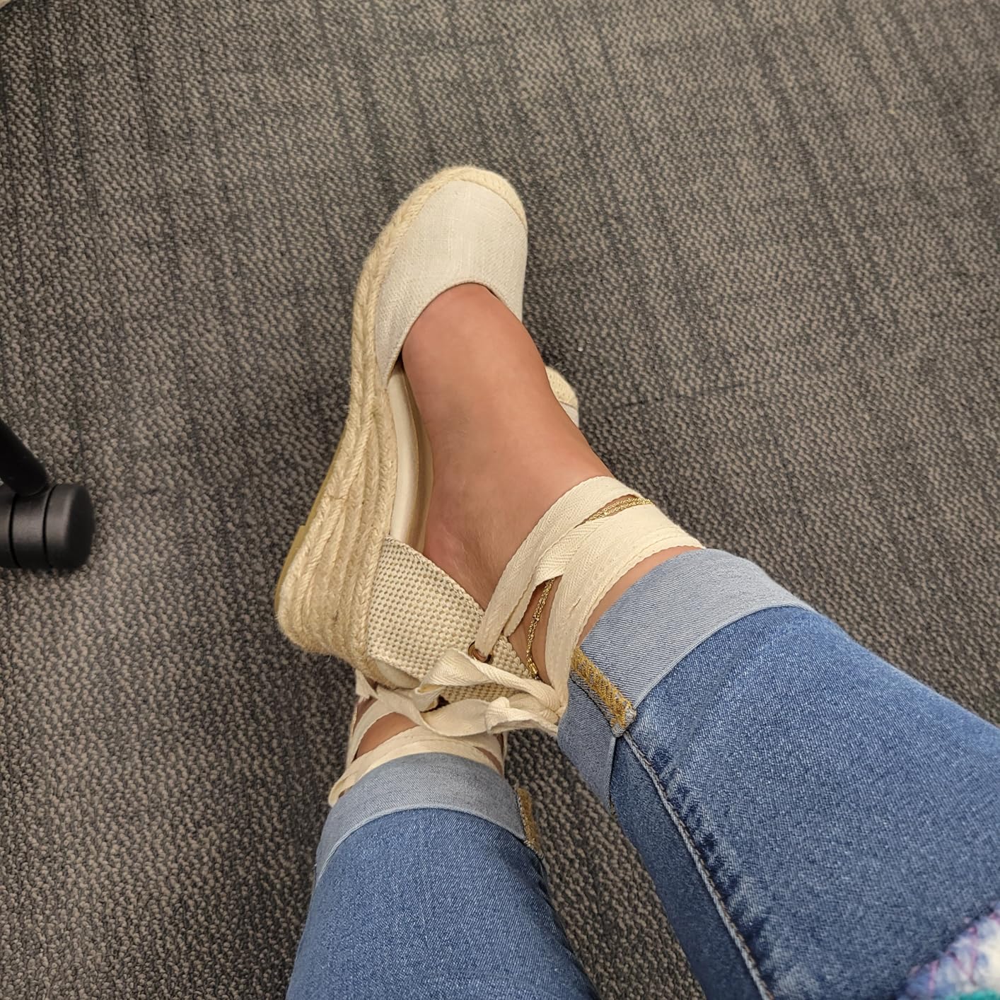 Women's Espadrille Platform Wedge Sandals Closed Toe Ankle Strap Lace up Summer Shoes customer photo 1