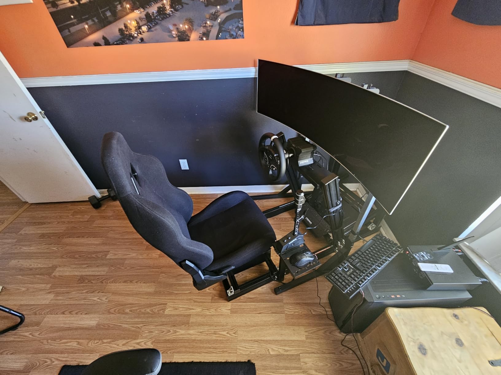 Marada 8040 Aluminum Profile Pro Racing Simulator Cockpit with Black Seat | Unlimited Adjustment, Fit for Thrustmaster/Fanatec/Logitech G29 GPro, Not Include Steering Wheel Pedals Handbrake customer photo 1