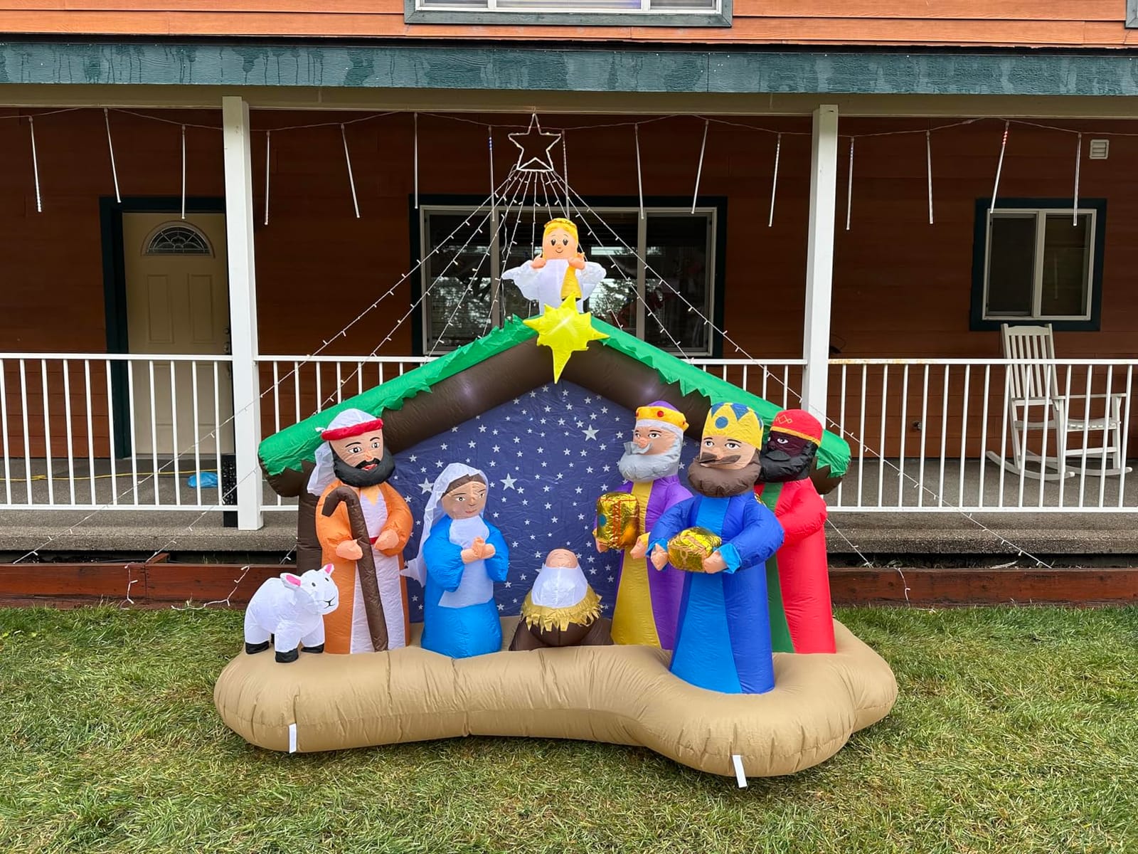 8 FT Christmas Inflatables Nativity Scene Outdoor Decorations, Christmas Blow Up Yard Decorations Nativity Sets for Garden Lawn Xmas Decor customer photo 2