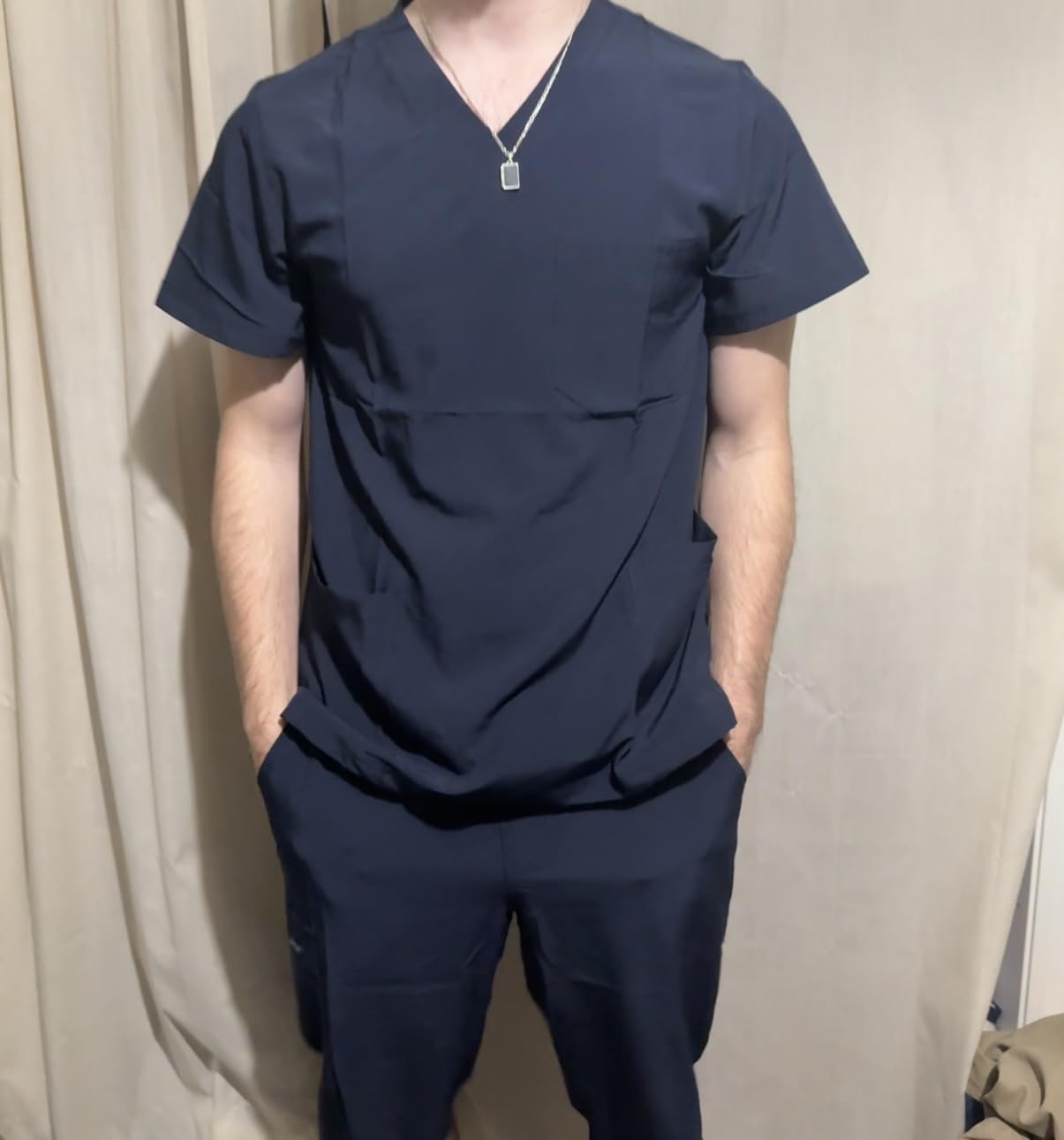 COZYFIT Men Scrubs Set - Stretch V-Neck Top & Jogger Pant with 9 Pockets customer photo 2