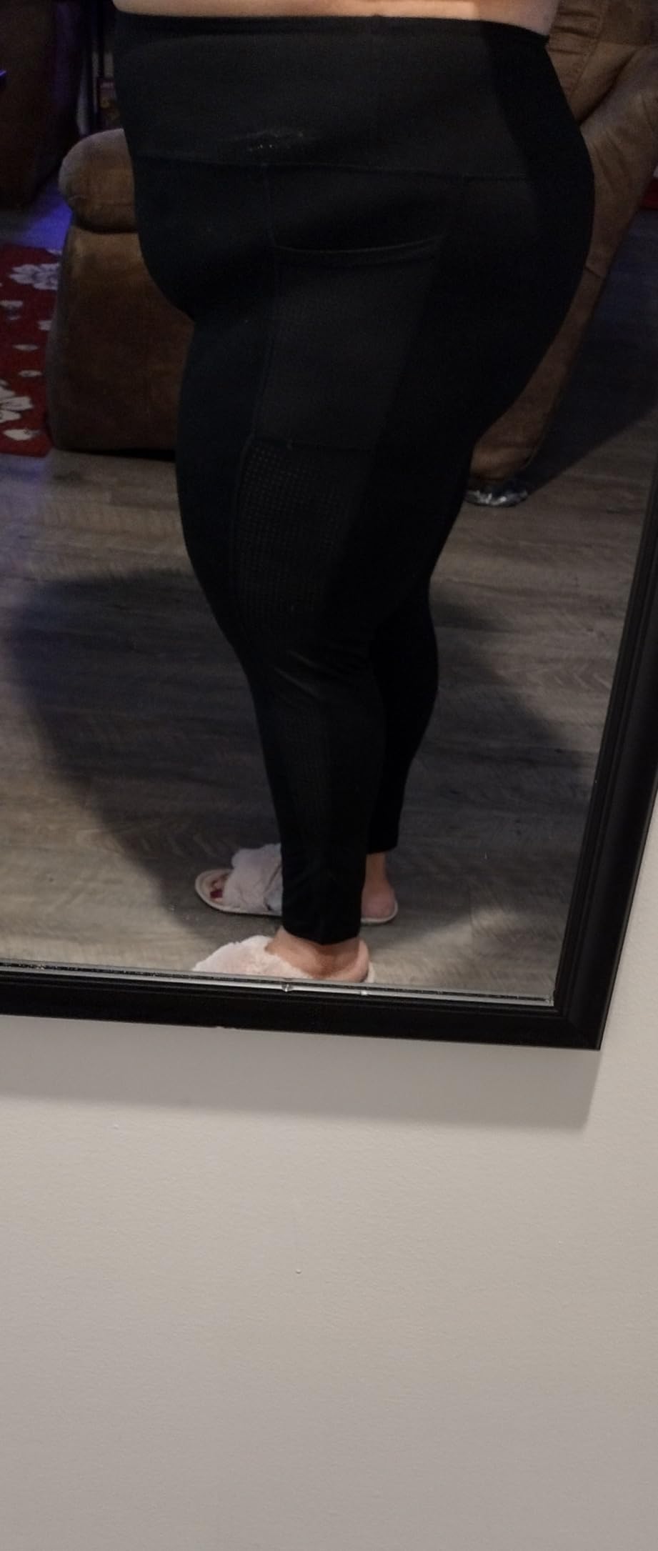 L-5XL Plus Size Mesh Yoga Pants for Women with Pockets Tummy Control customer photo 1
