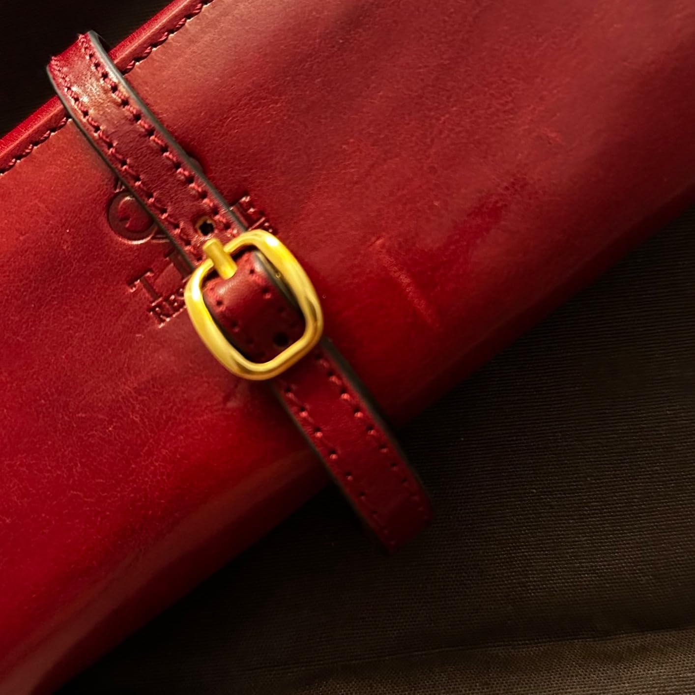 Time Resistance Leather Jewelry Roll - Full Grain Leather Travel Jewelry Case - Jewellery Organizer Made in Italy (Cognac Brown) customer photo 1